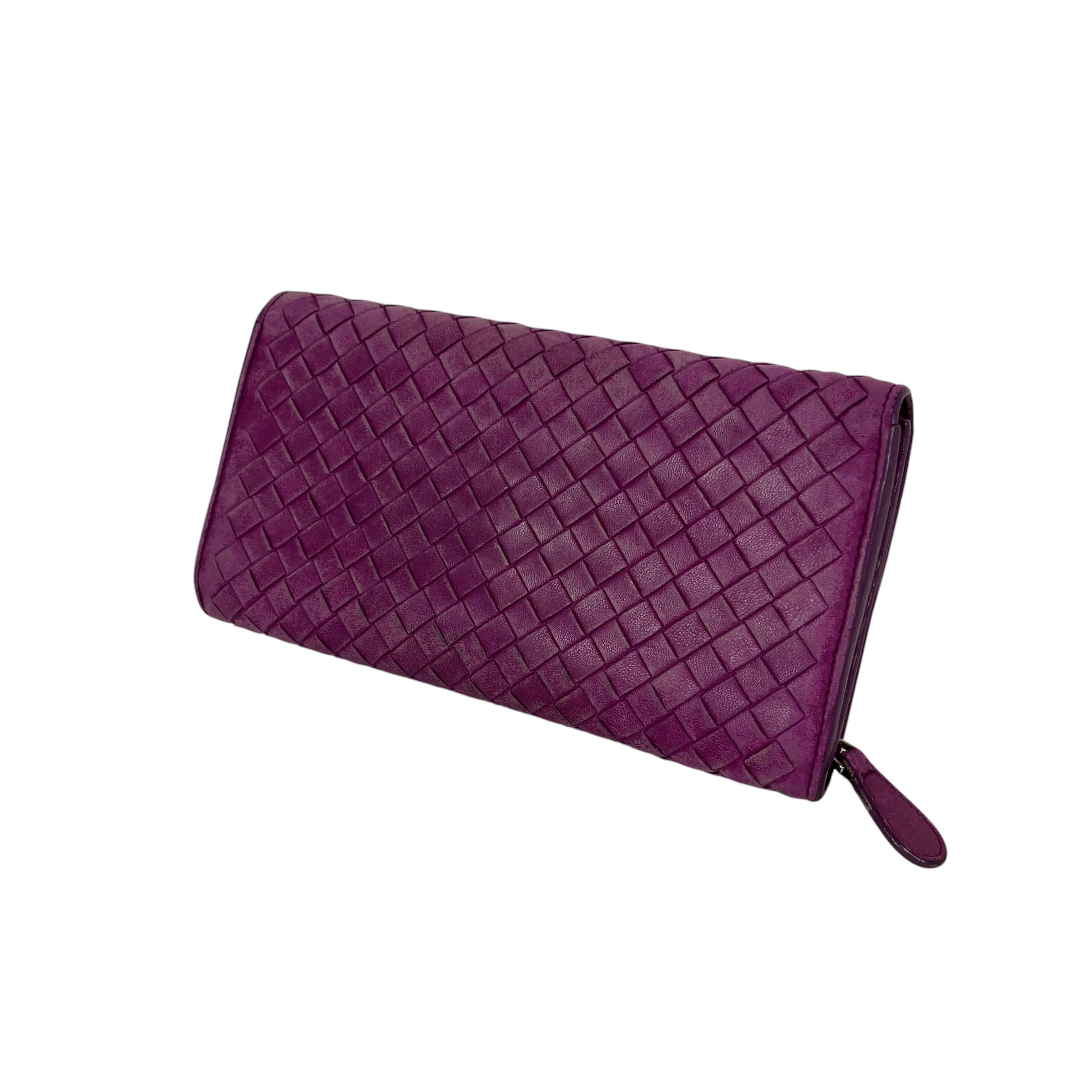 BOTTEGA VENETA/Long Wallet/Leather/PPL/Intrecciato w/ Coin Pouch view 2