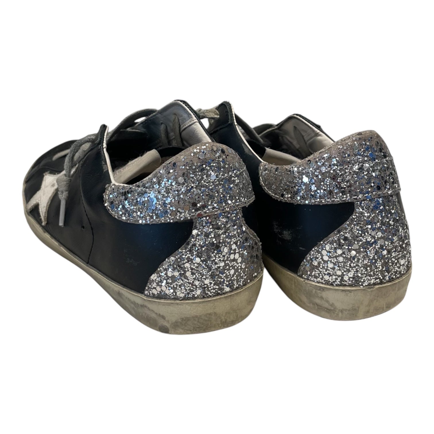 GOLDEN GOOSE/Low-Sneakers/EU 38/Leather/BLK/superstar glitter heel view 2
