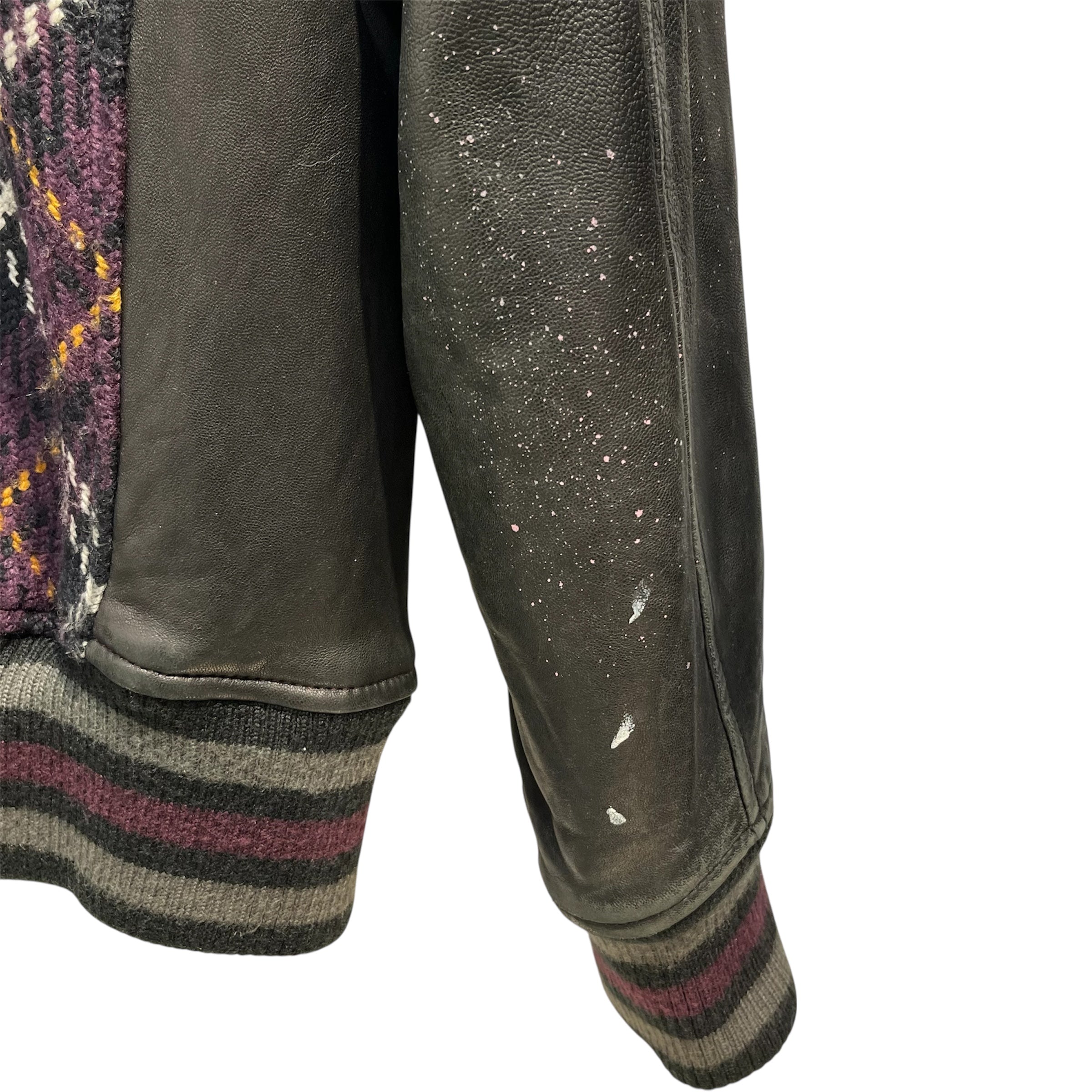 TANOSHINDE SABIT/Jacket/M/Cotton/BLK/All Over Print/Lettermans Varsity view 3