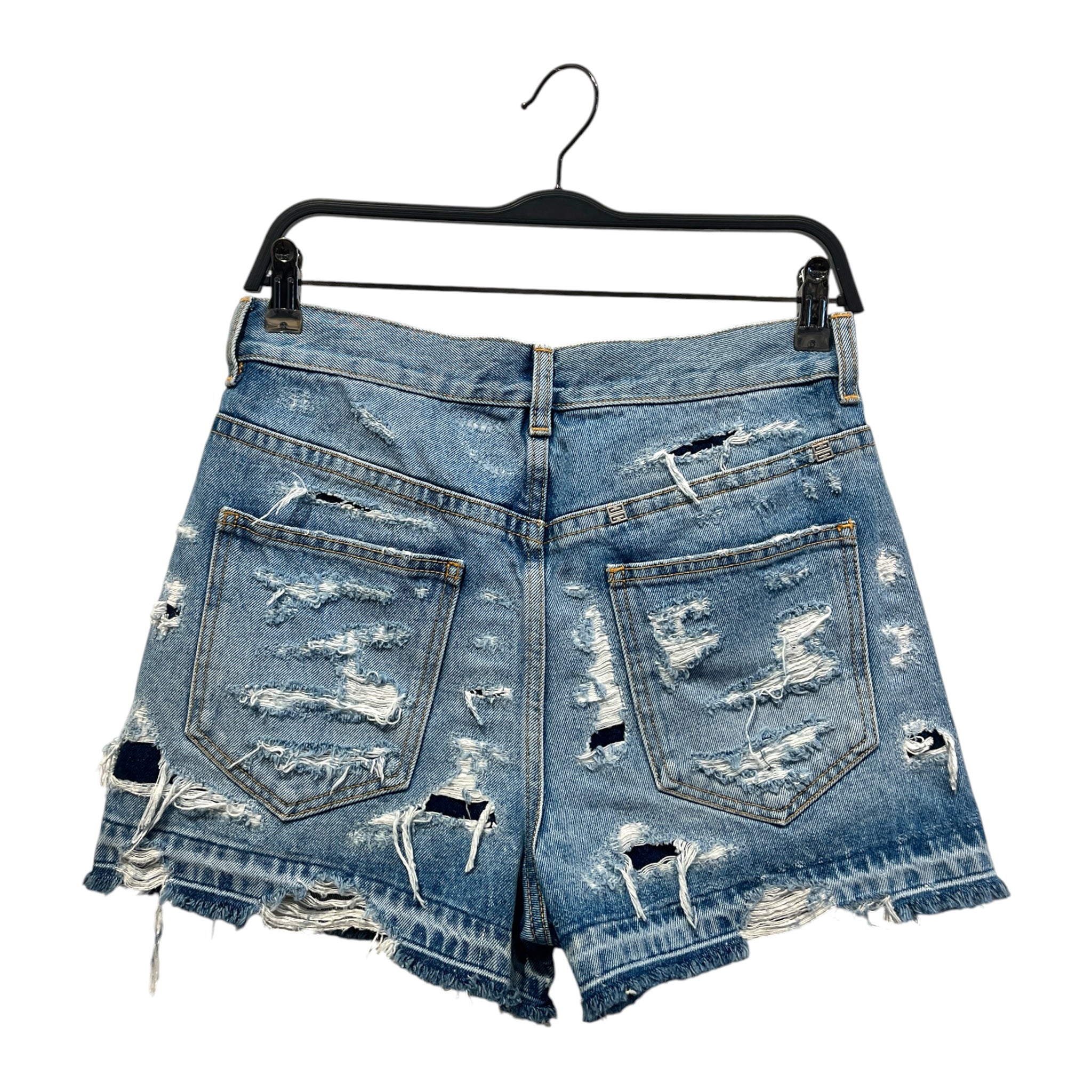 GIVENCHY/Shorts/26/Cotton/BLU/Button Fly/Distressed mini short view 2
