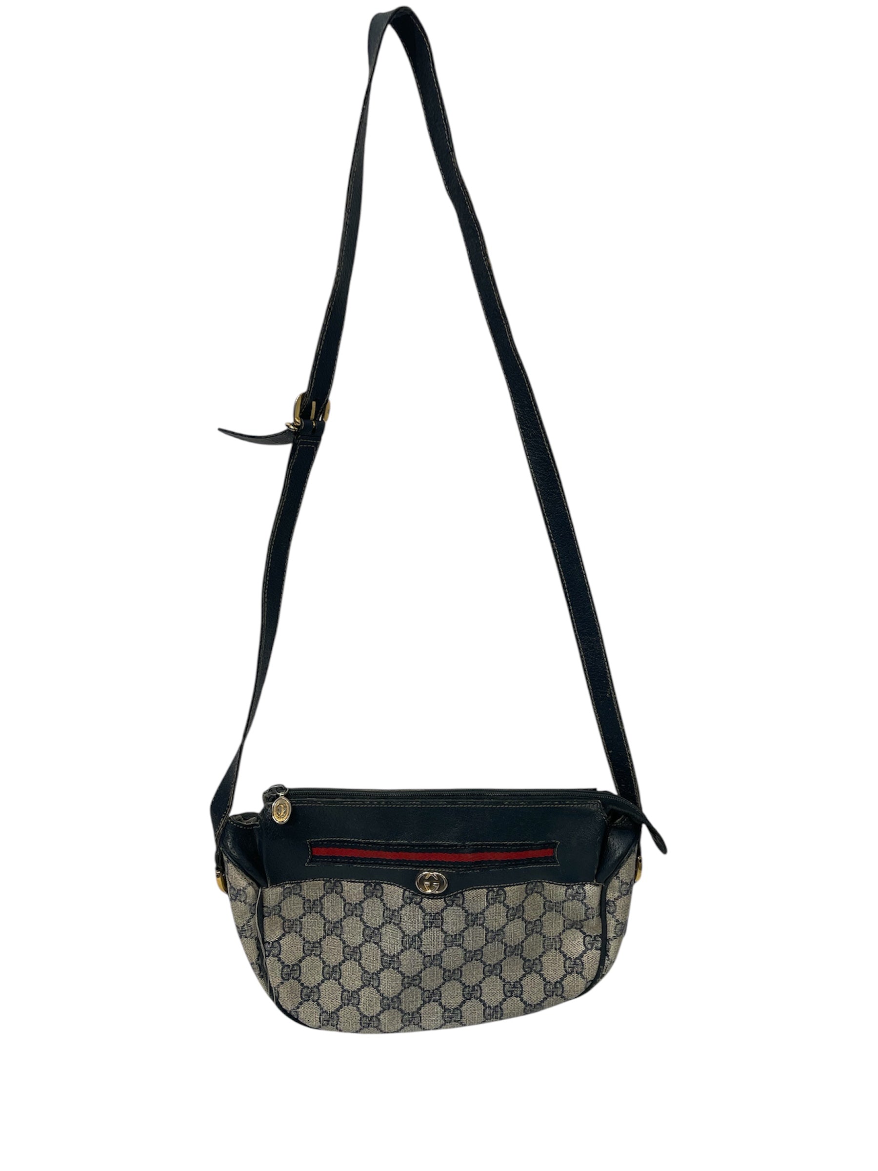 GUCCI/Cross Body Bag/Monogram/Leather/NVY/OPHIDIA WEB STRIPE view 1