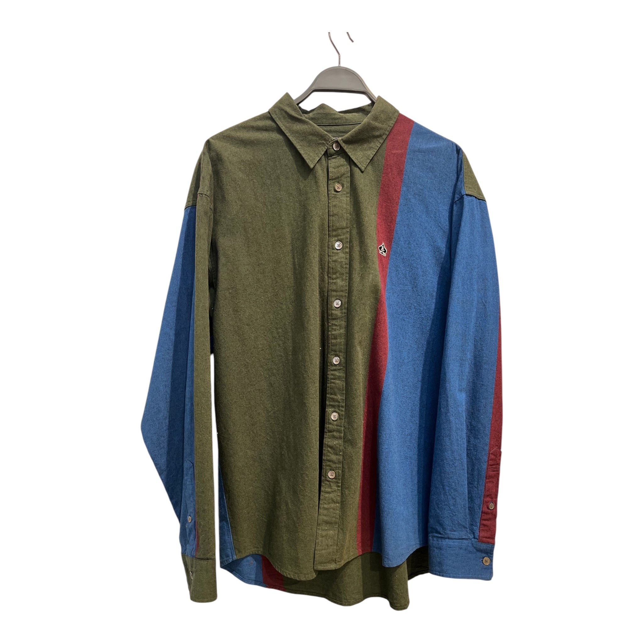 DENIM TEARS/STUSSY/LS Shirt/L/Cotton/GRN/CHUNK CLRS/ GRN RED BLU view 1