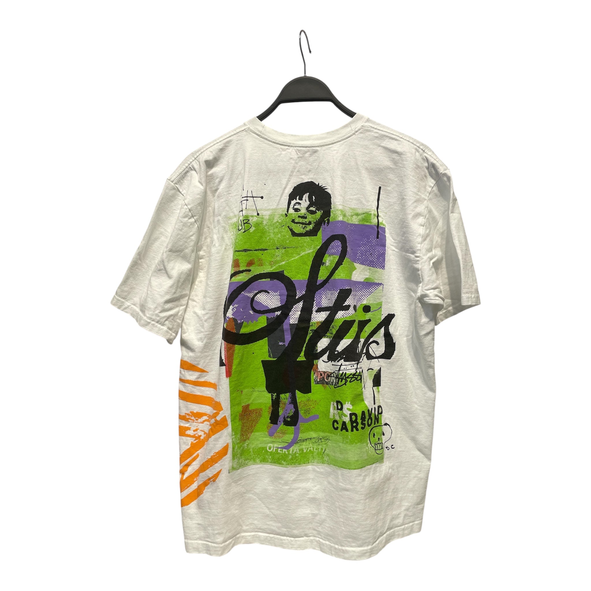 STUSSY/T-Shirt/S/Cotton/WHT/Graphic/Large vertical stussy graphic view 2