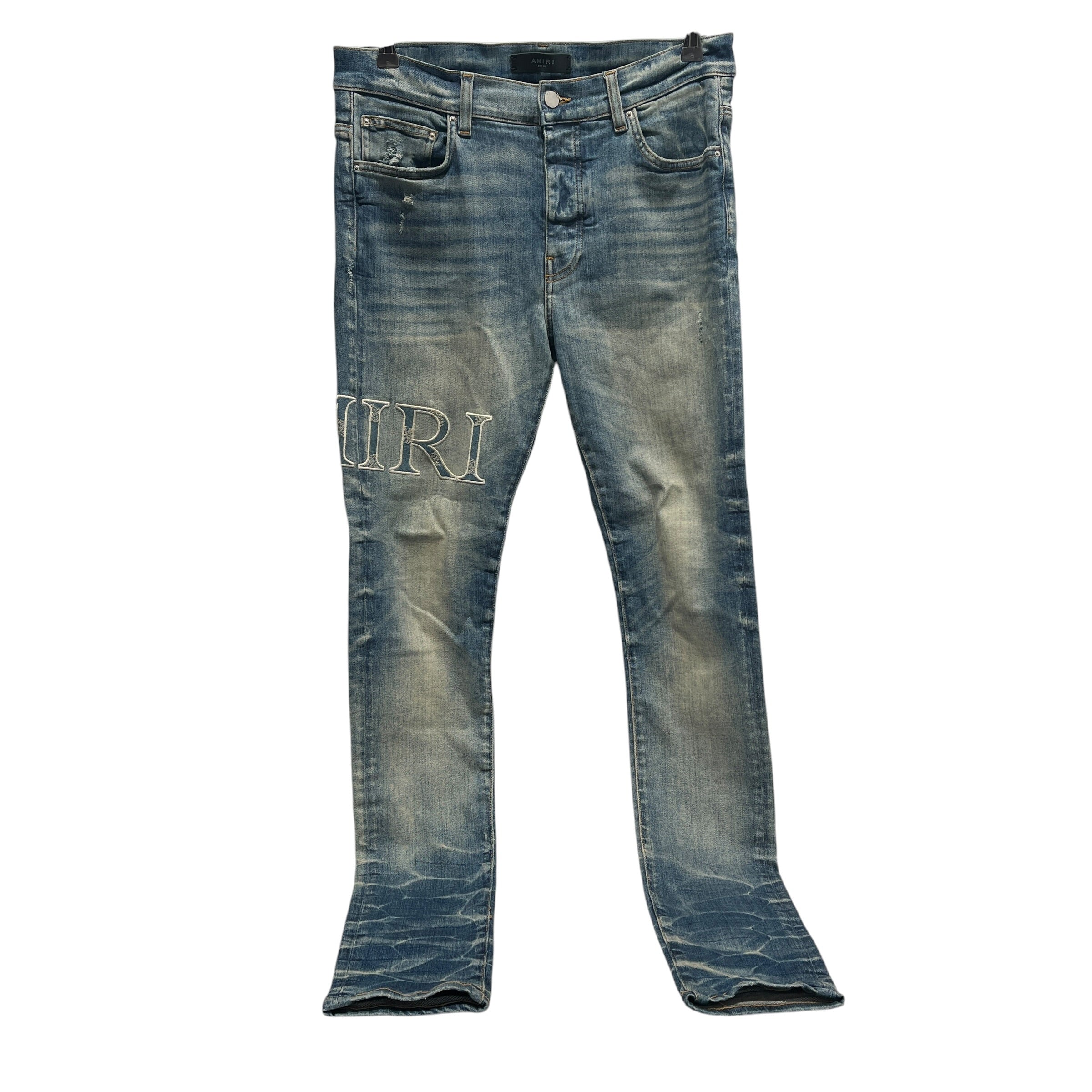 AMIRI/Skinny Pants/35/Cotton/BLU/AMIRI logo on leg view 1