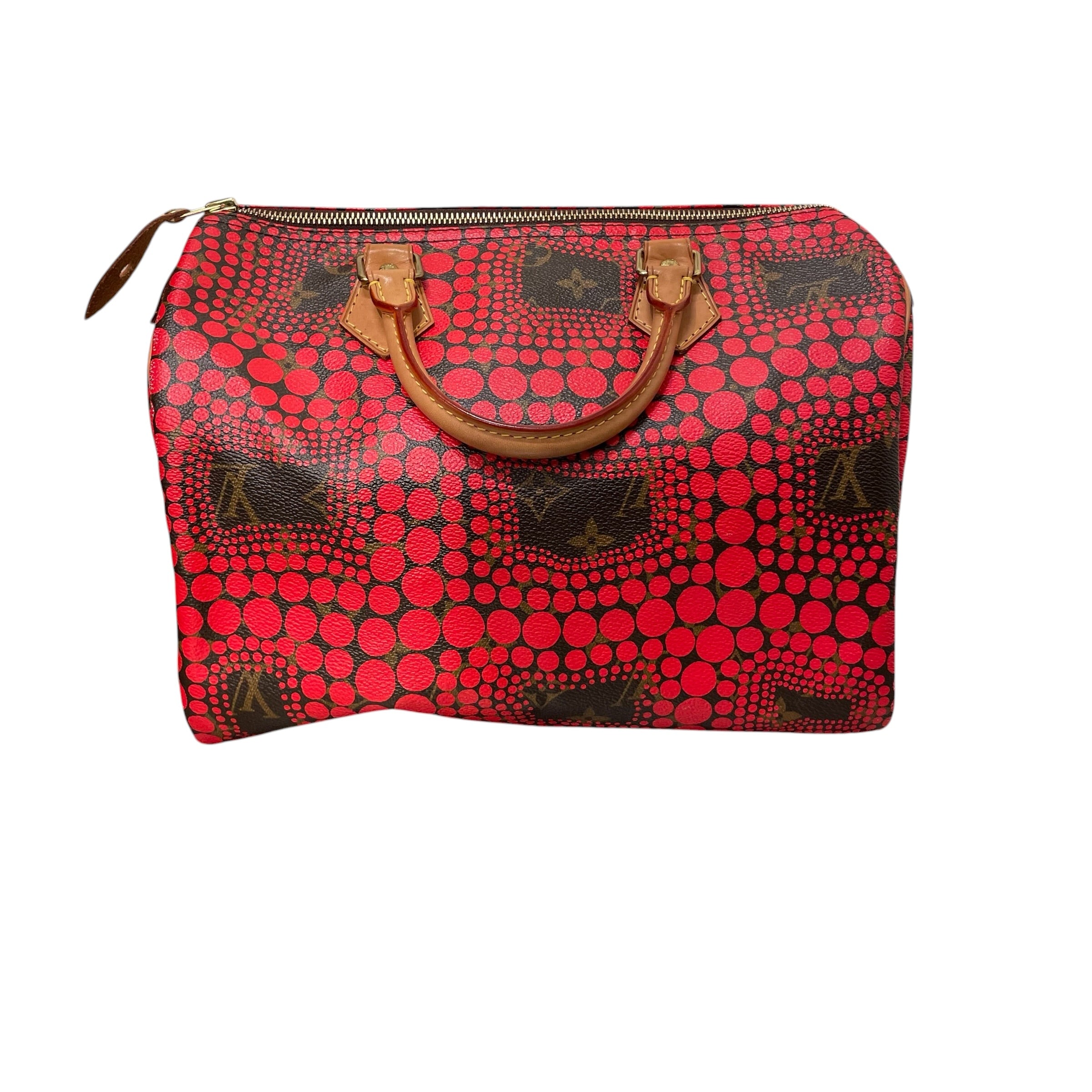 LOUIS VUITTON/Hand Bag/Graphic/Leather/RED/town speedy 30 yayoi kusama view 1