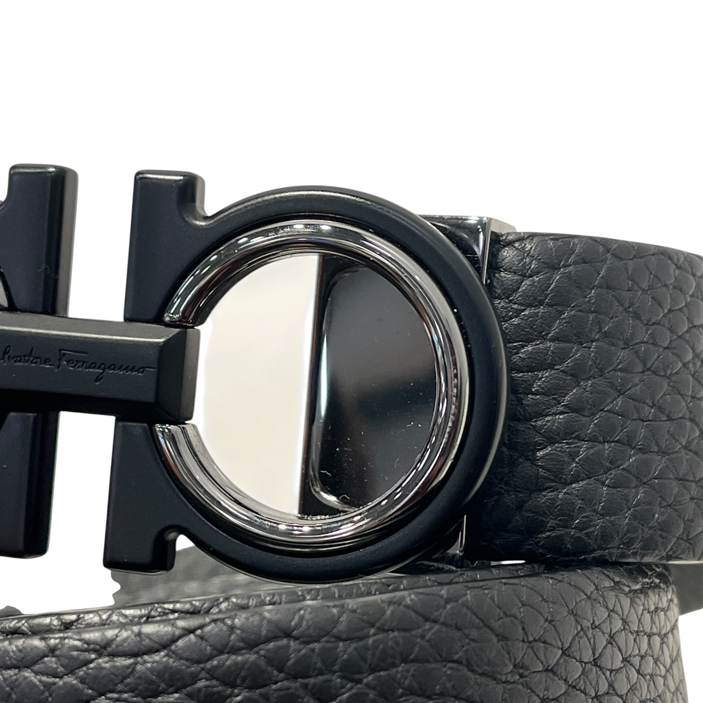 Salvatore Ferragamo/Belt/Leather/BLK/M's/PEBBLED LEATHER/GUNMETAL BUCKL view 3