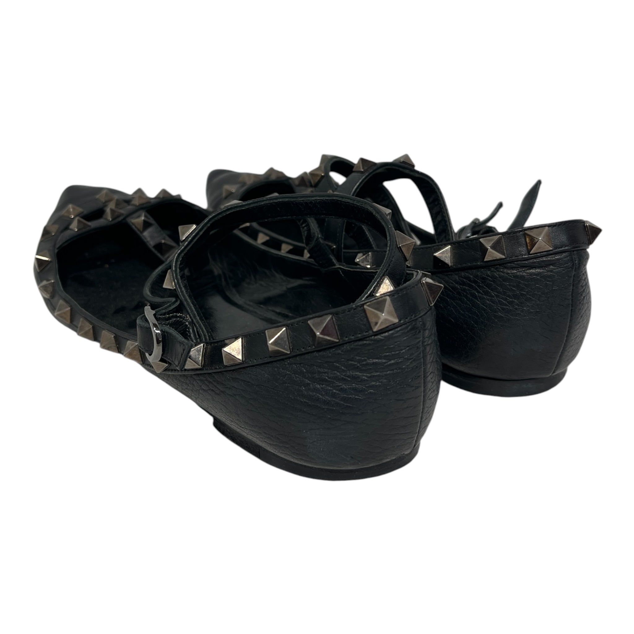 VALENTINO/Espadrilles/EU 39/Leather/BLK/Studded Noir Cage Flats view 2
