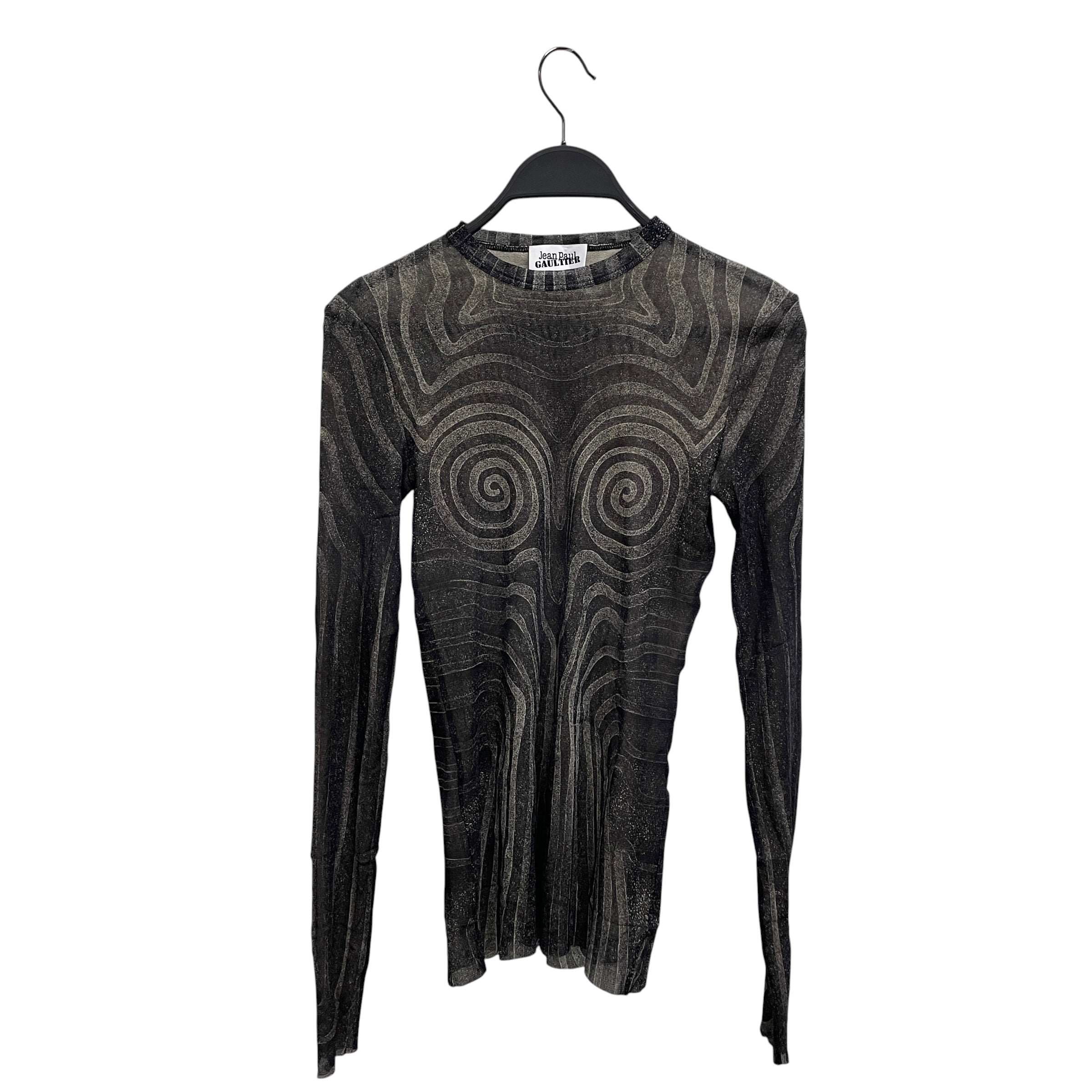 Jean Paul Gaultier/LS T-Shirt/L/Polyester/GRY/All Over Print/DOUBLE LAYER/SWIRL PATTERN view 1