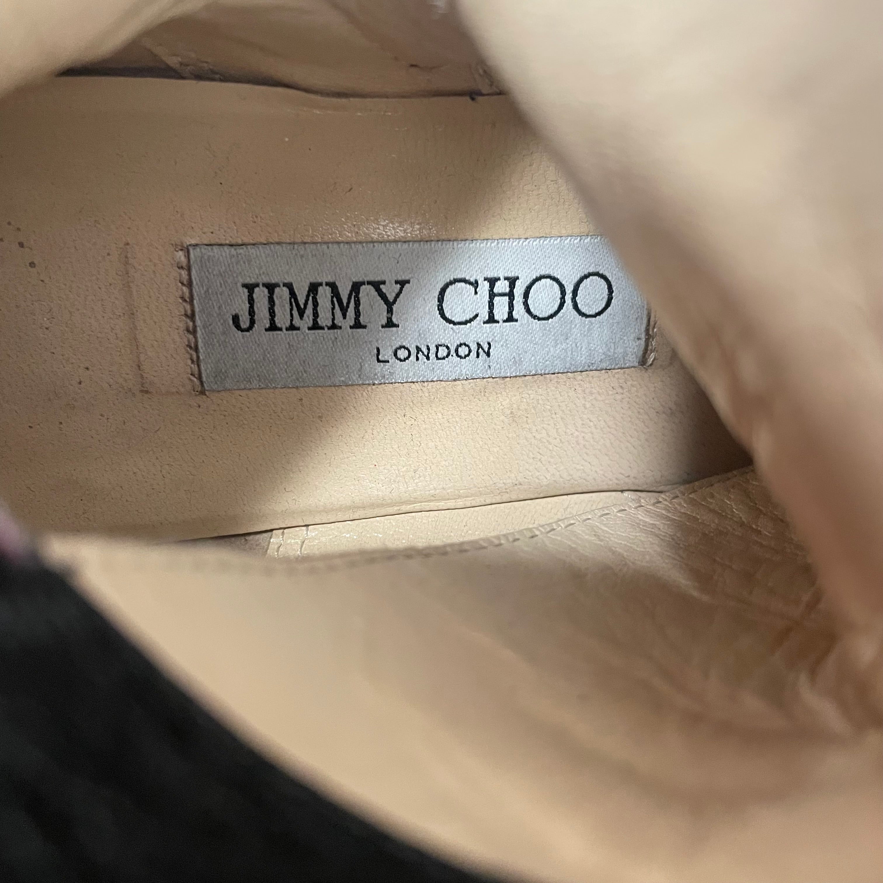JIMMY CHOO/Lace Up Boots/US 7/Leather/BLK/COMBAT BOOT RHINESTONE STRAP view 5
