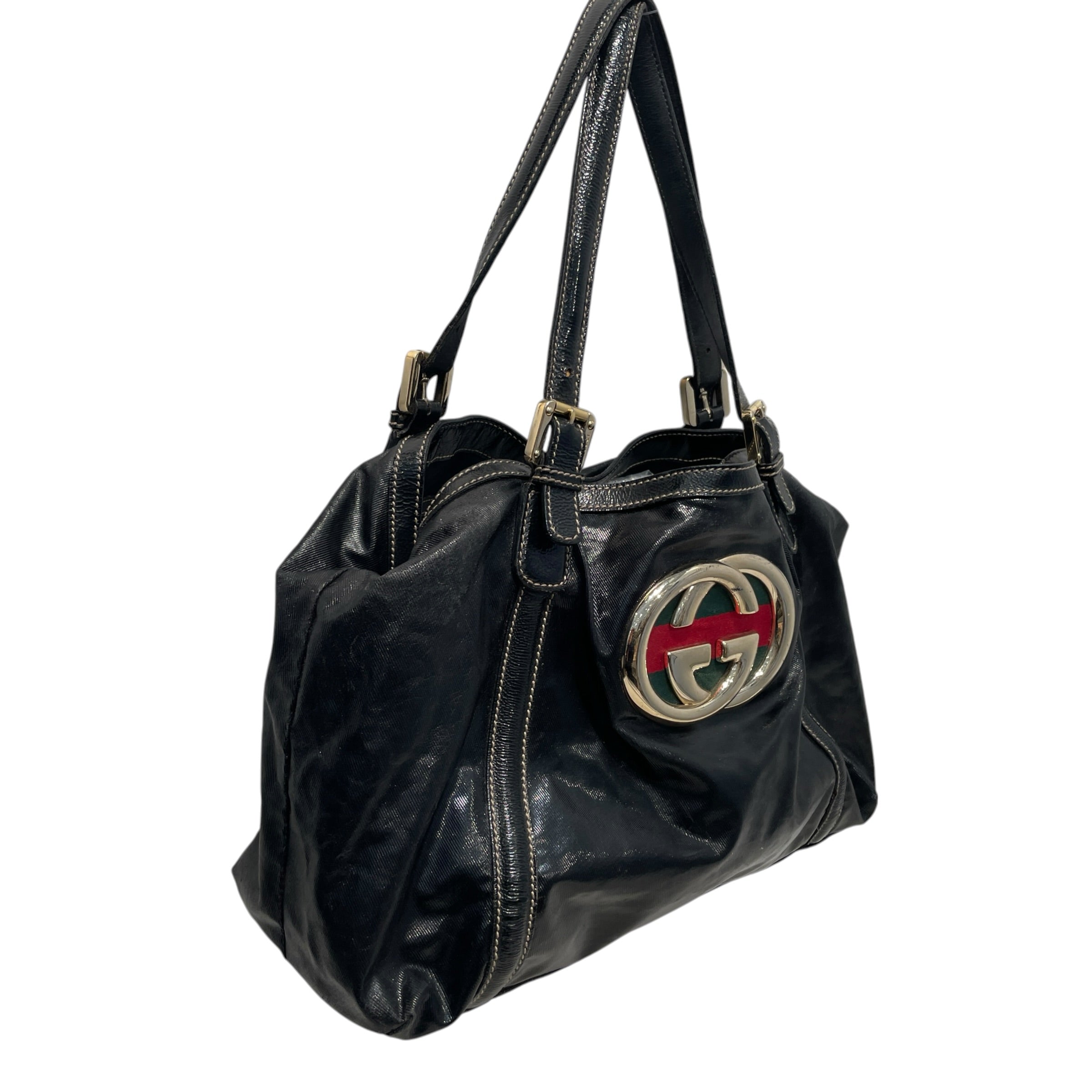 GUCCI/Hand Bag/Leather/BLK/Britt Patent Leather view 3