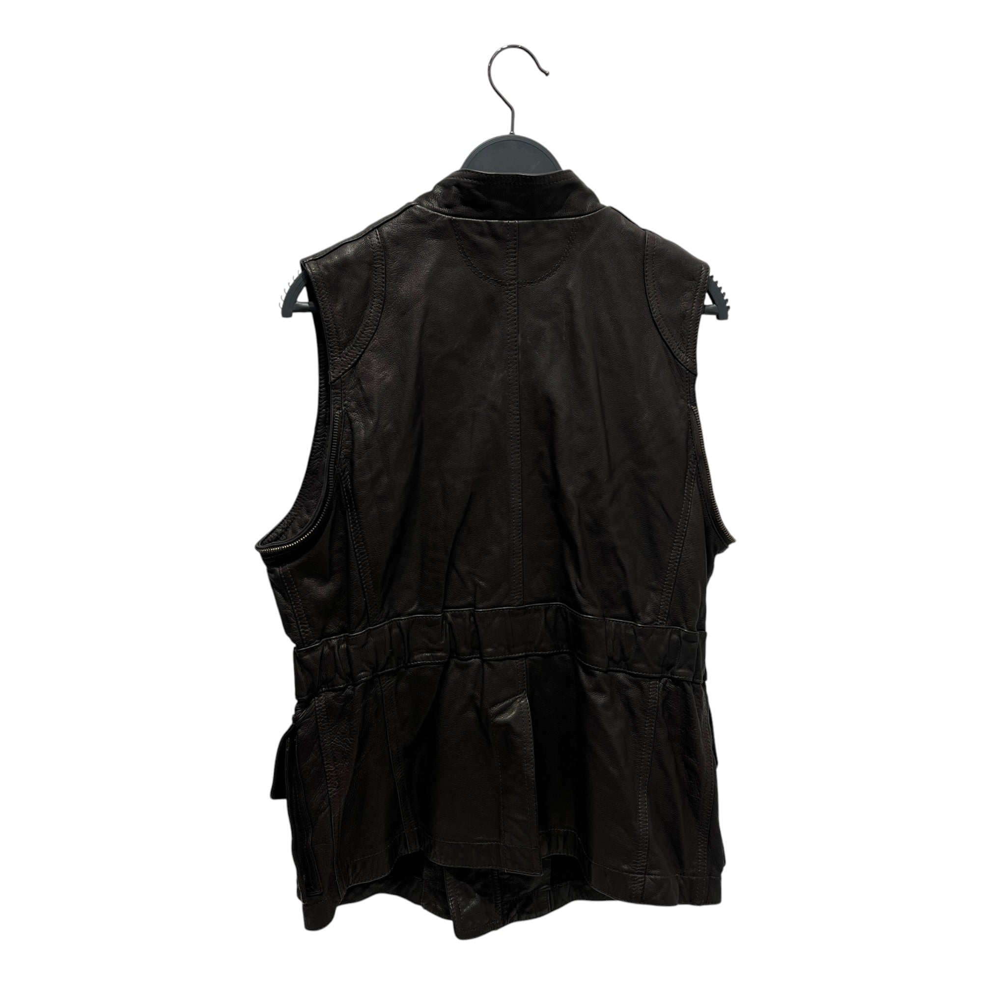 CONVERSE/john varvatos/Vest/3/Leather/BRW/Front Zip/Espresso Double Belted Vest view 2
