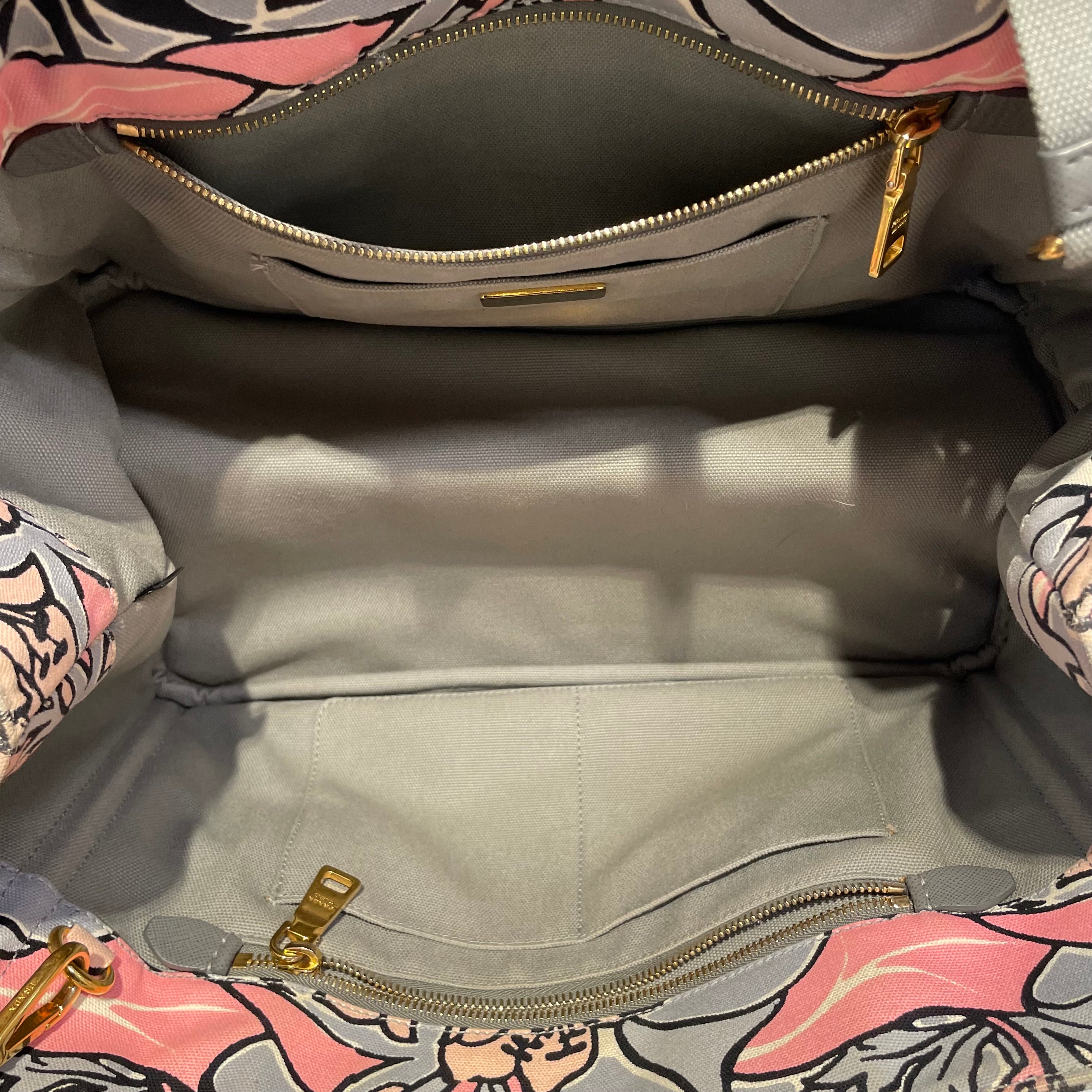 PRADA/Tote Bag/Floral Pattern/PNK/GREY STRAP, FLOWERS ALL OVR view 5
