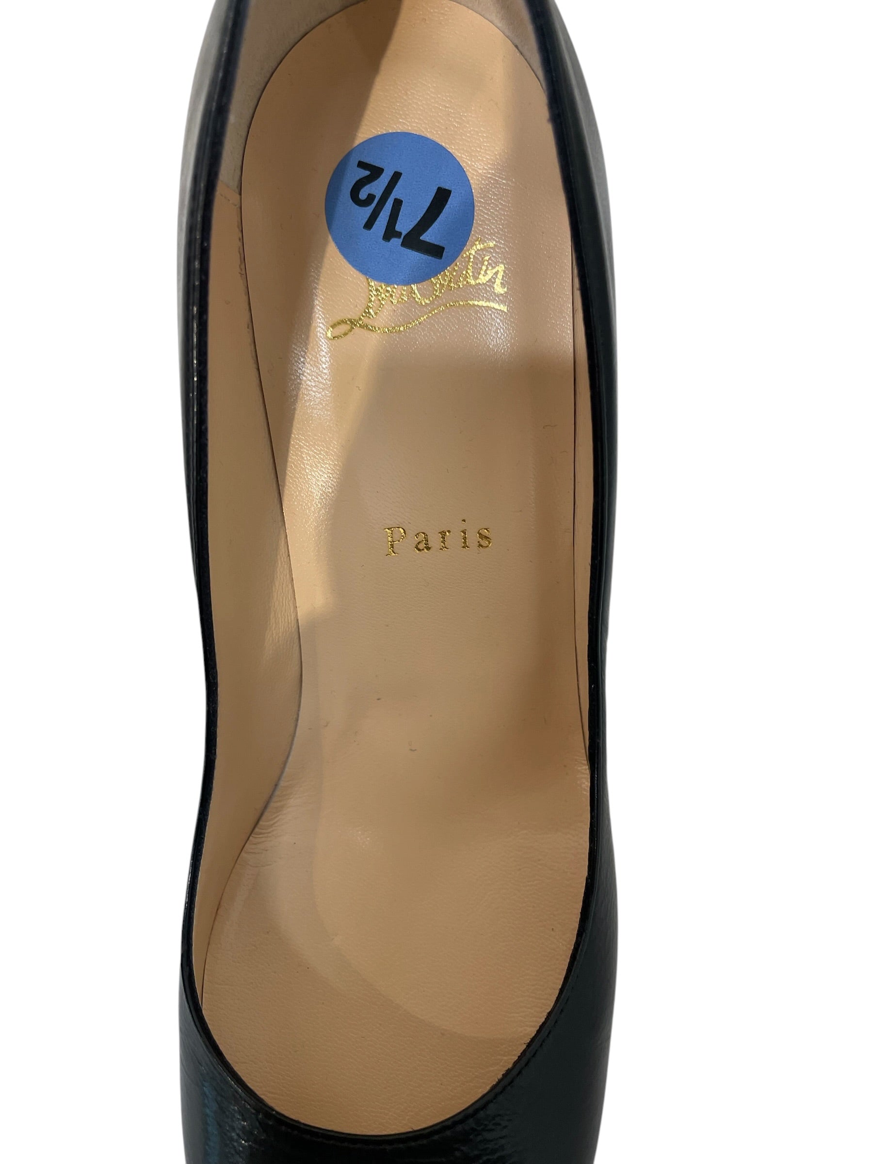 Christian Louboutin/Heels/EU 38.5/Leather/BLK/sculptural heel view 3