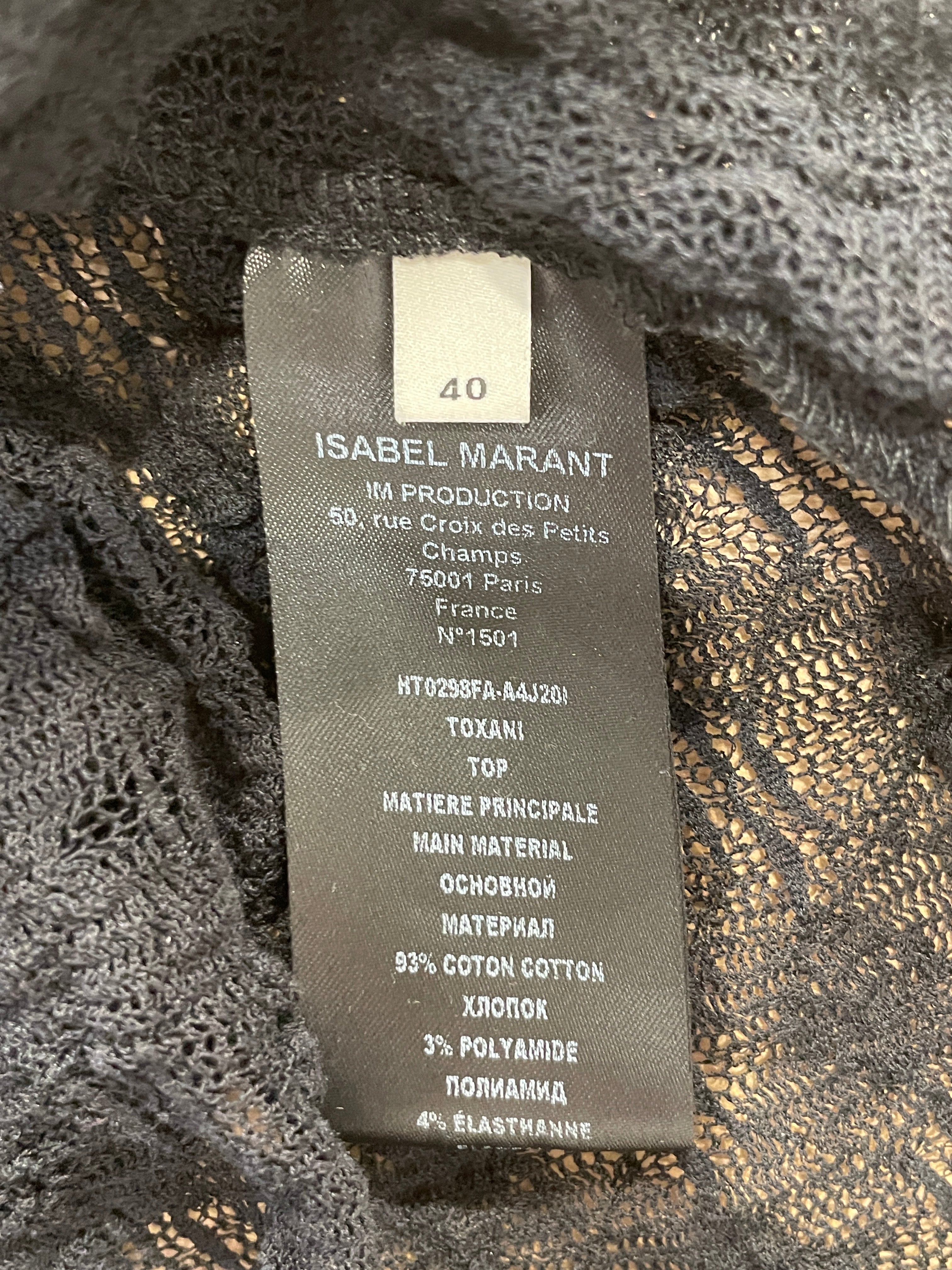 ISABEL MARANT/LS Blouse/XS/Cotton/BLK/SHEER MOCK NECK LS view 4