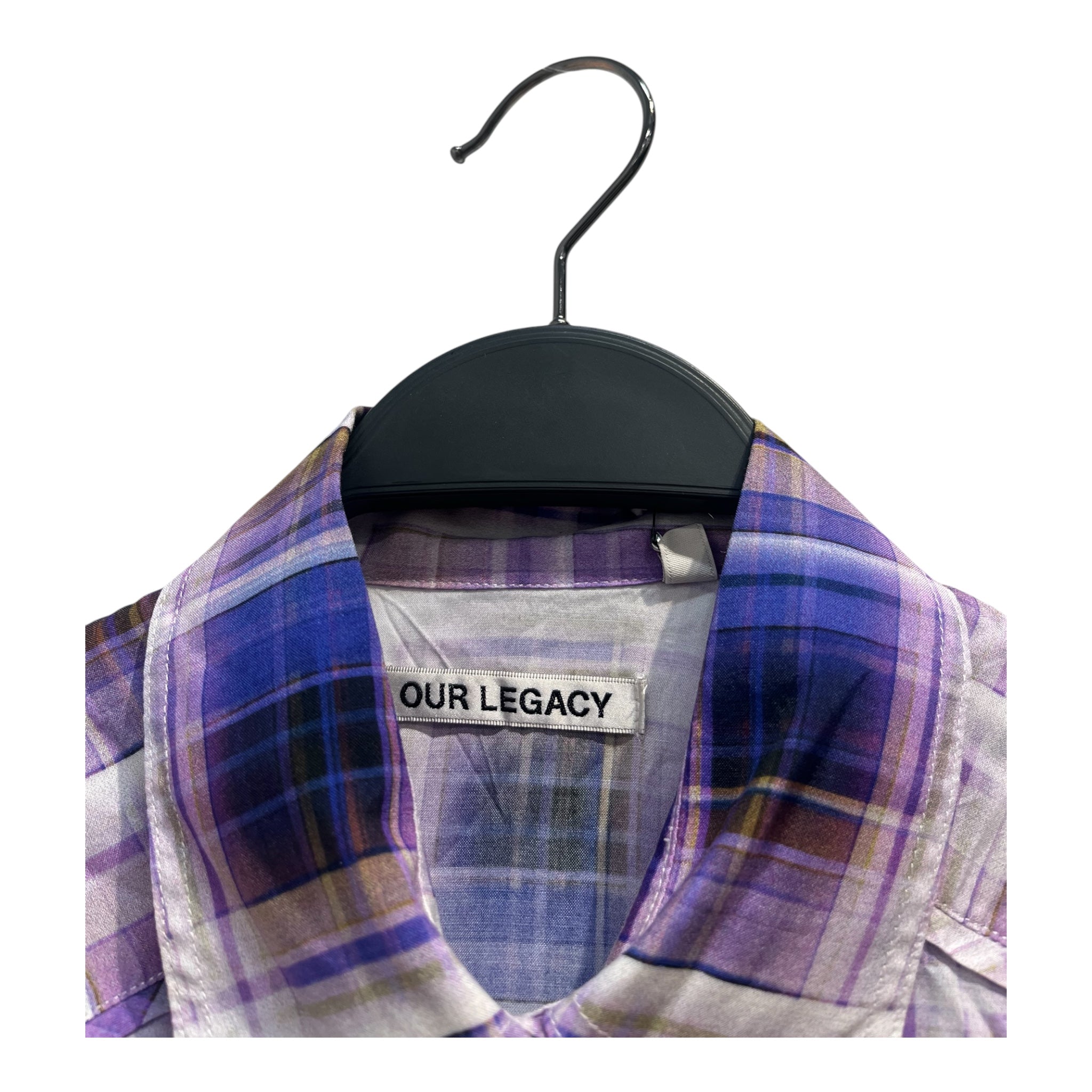 OUR LEGACY/LS Shirt/32/Cotton/PPL/Plaid/ppl blu wht ylw view 3