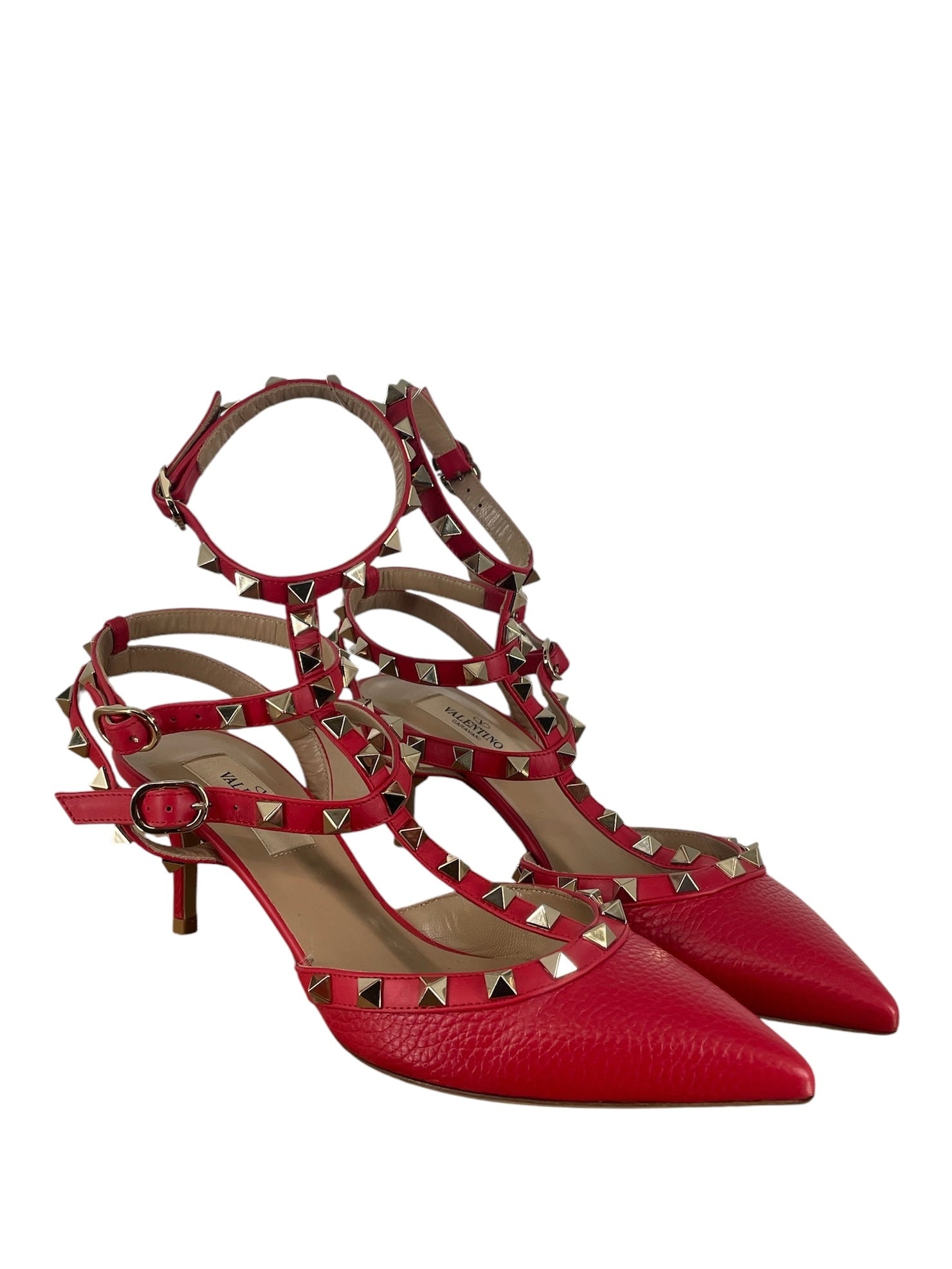 VALENTINO/Heels/EU 36.5/RED/rockstud caged heel view 2