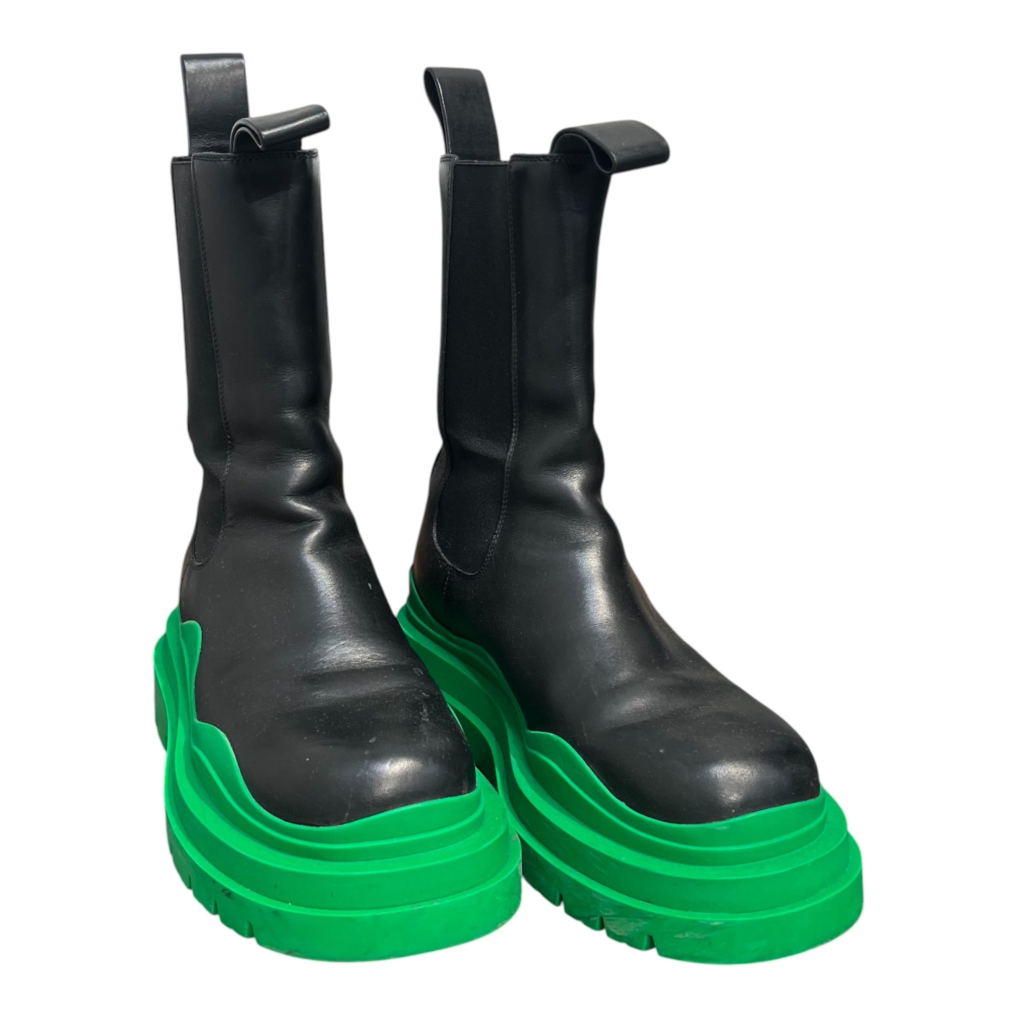 BOTTEGA VENETA/Chelsea Boots/EU 40/Leather/BLK/TIRE GRASS-GREEN CONTRAST SOLE view 1