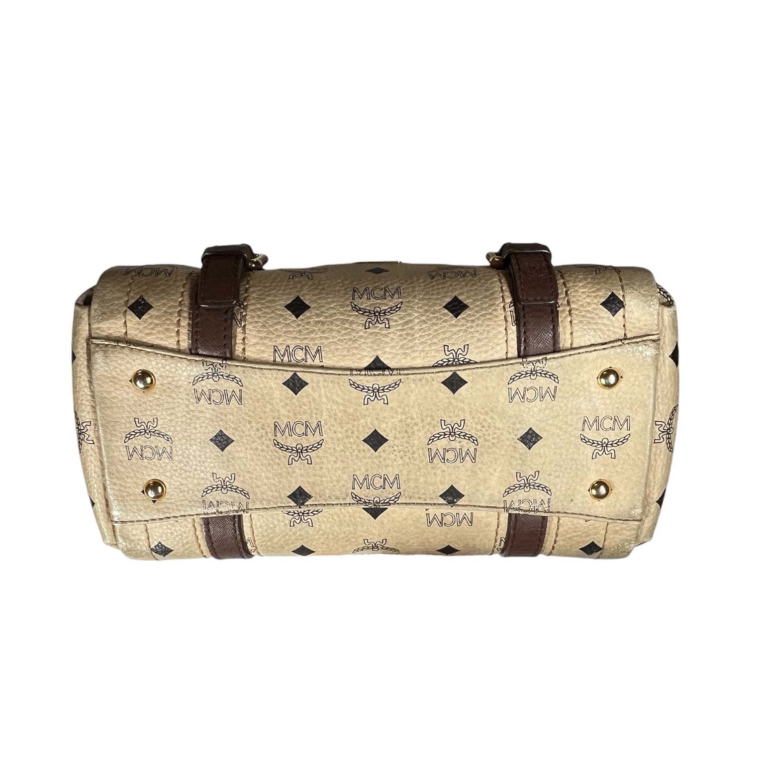 MCM/Boston Bag/Monogram/Leather/BEG/TWO TONE BEIGE view 3