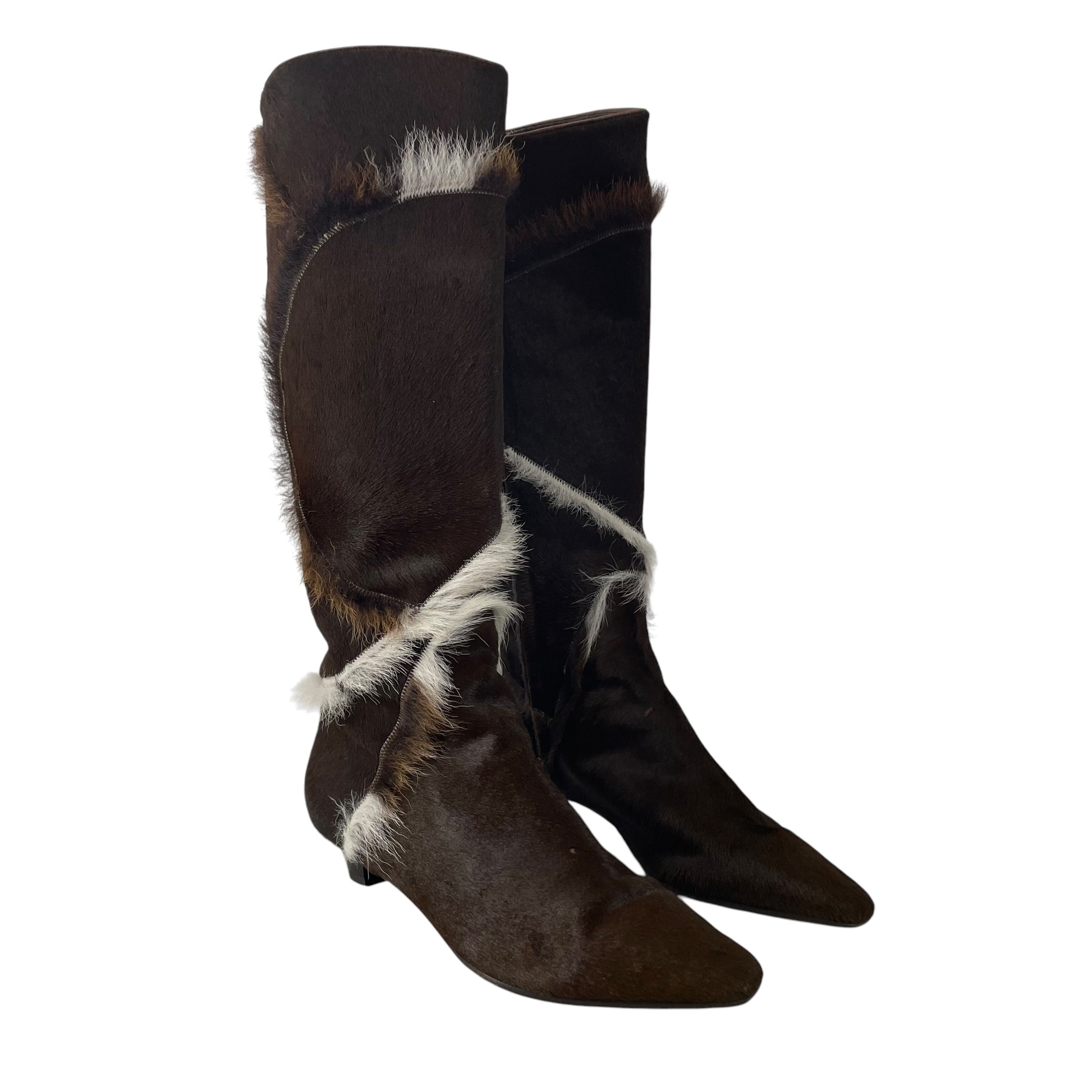 Salvatore Ferragamo/Boots/US 6.5/Fur/BRW/PONY HAIR KITTEN HEEL BOOT view 1