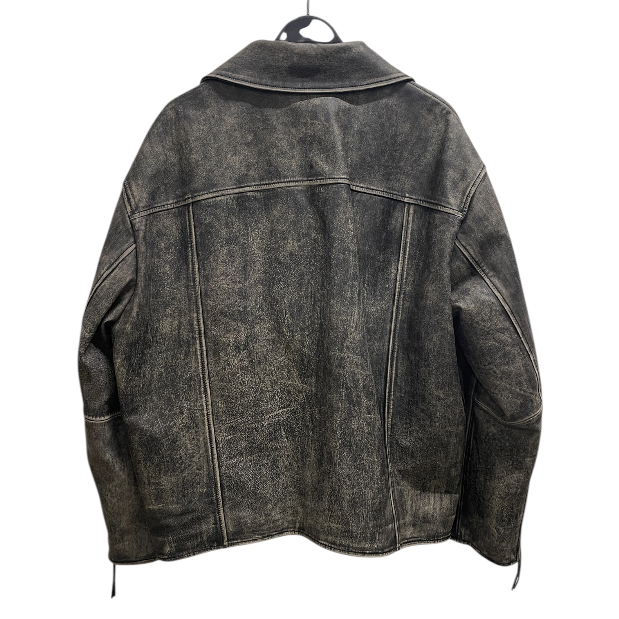 Acne Studios/Leather Jkt/46/Leather/GRY/pink satin inside view 2
