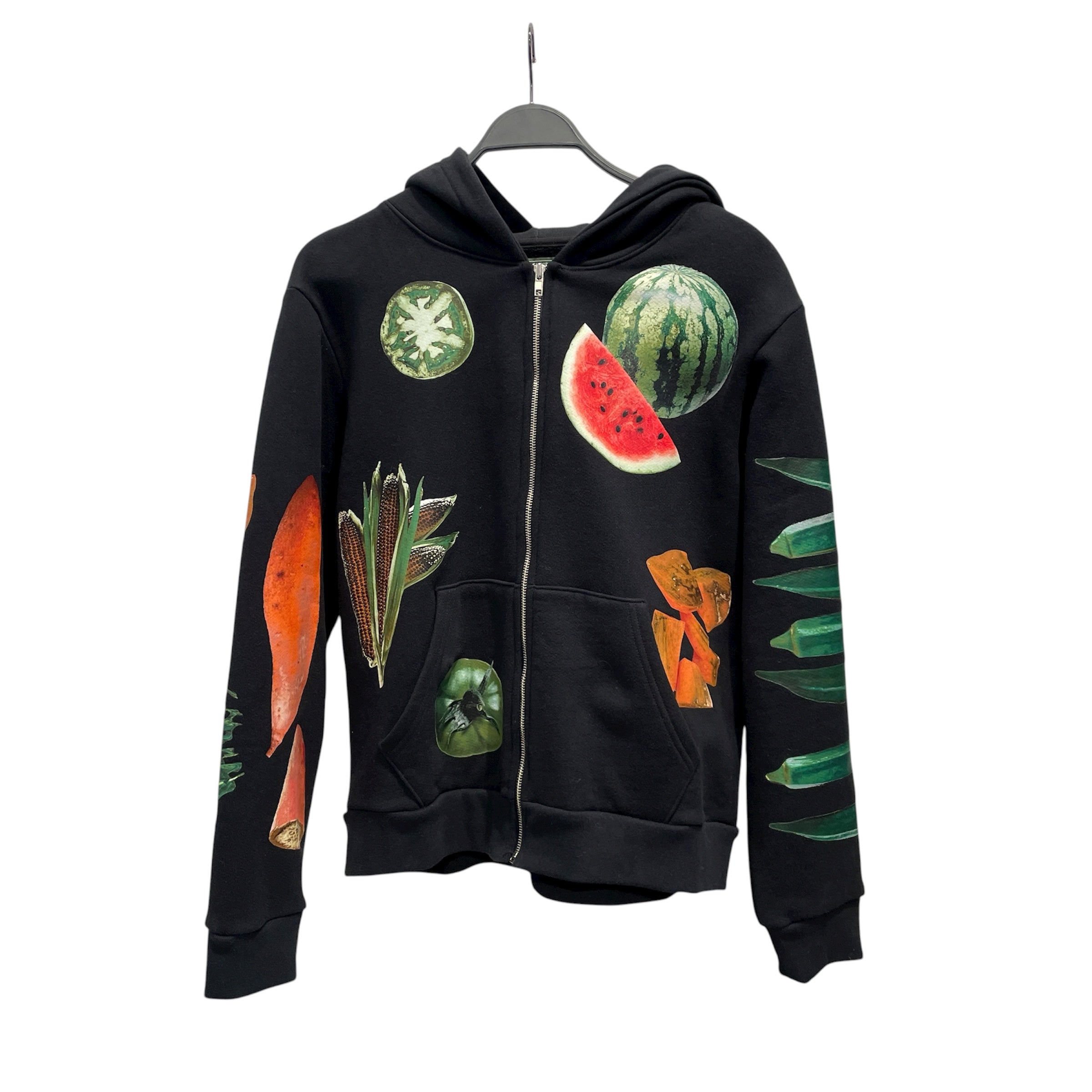 DENIM TEARS/Zip Up Hoodie/M/All Over Print/Cotton/BLK/FRUIT COLLAGE SS24 view 1