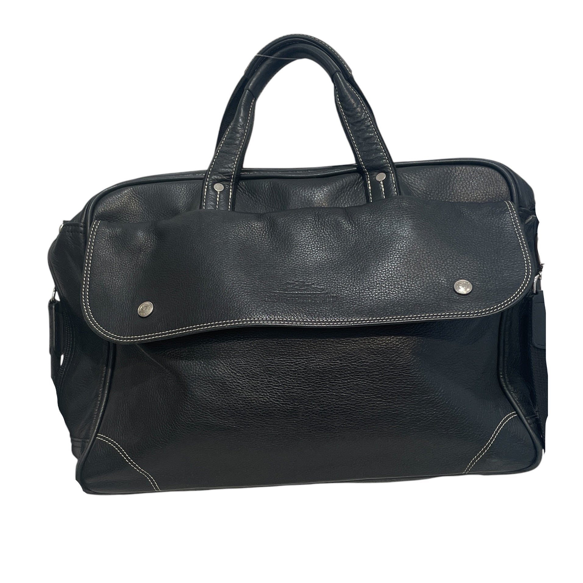 LONGCHAMP/Attache Case/Leather/BLK/Messanger Bag view 1