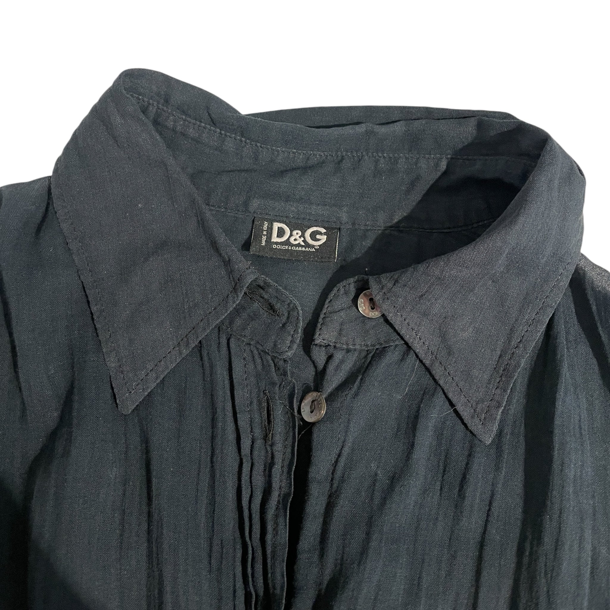 DOLCE&GABBANA/SS Shirt/Silk/BLK/small rip in armit view 2