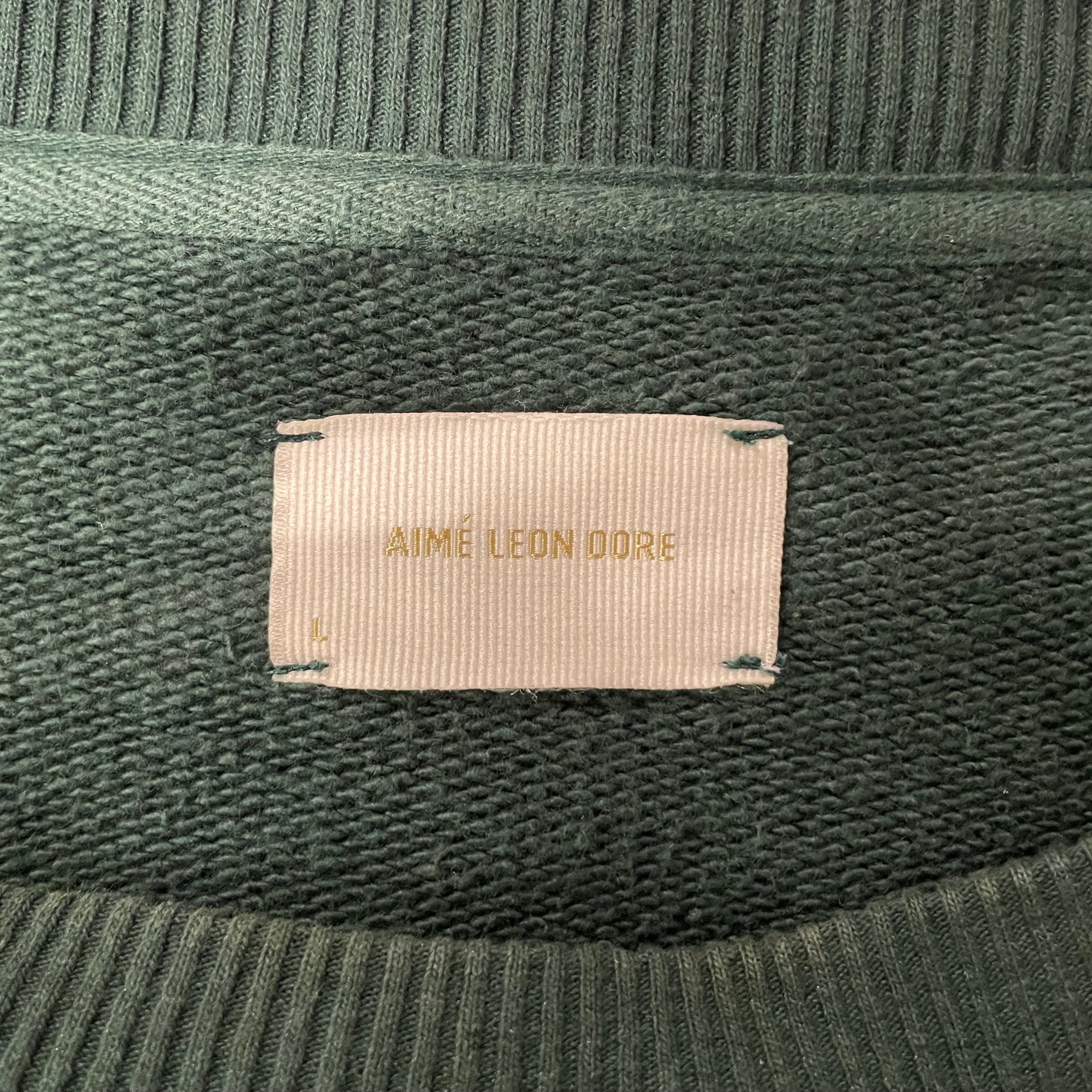 AIME LEON DORE/Sweater/L/Cotton/GRN/HOUNDSTOOTH LOGO view 3