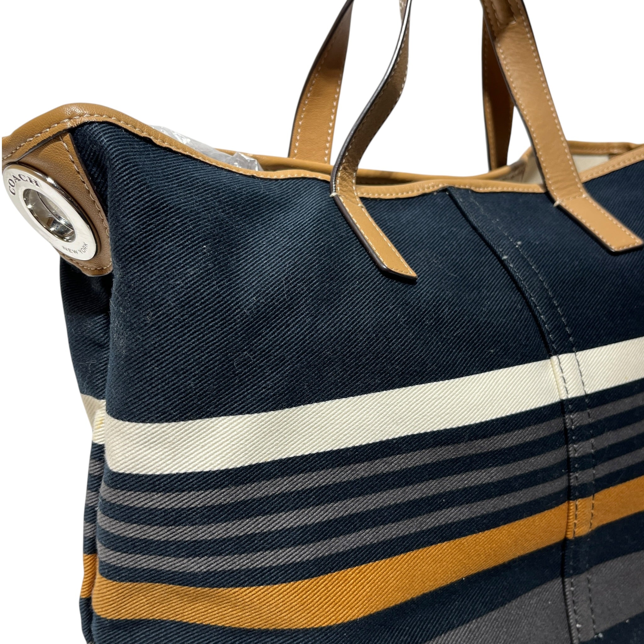 COACH/Hand Bag/Stripe/Leather/NVY/HADLEY CANVAS view 6