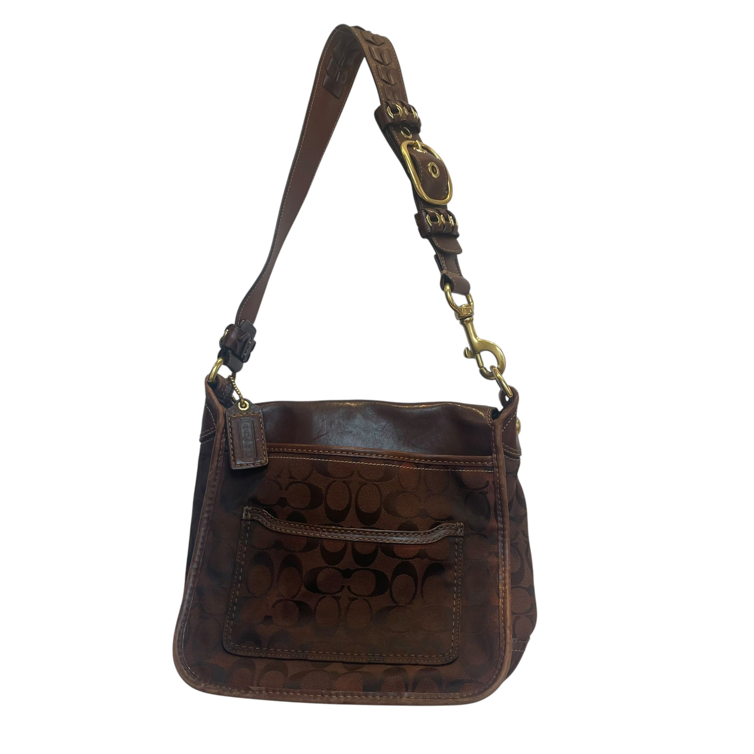 COACH/Bag/Monogram/BRW/vintage/big gld buckle/drk brw view 2