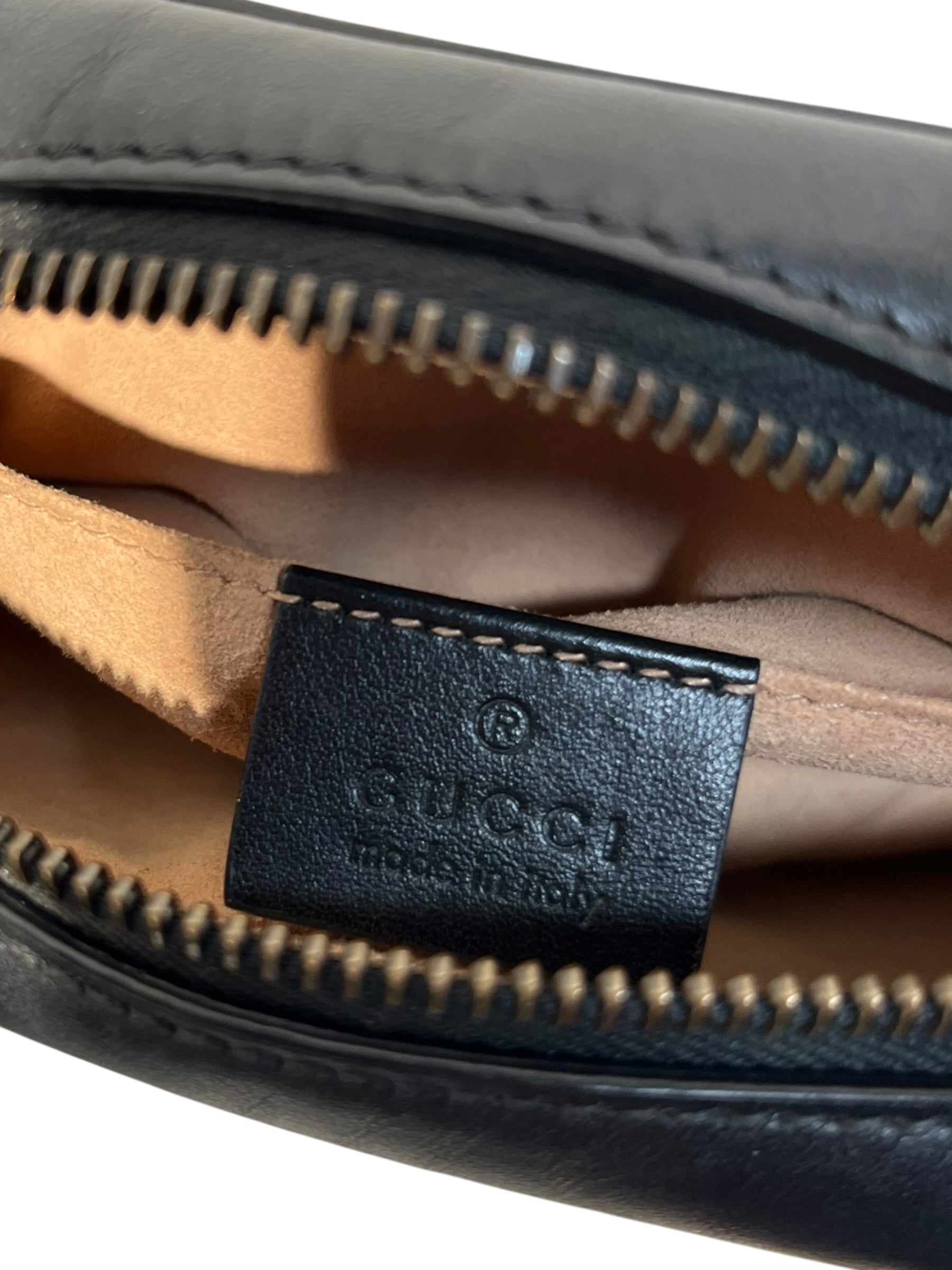 GUCCI/Cross Body Bag/Leather/BLK/chevron embroidery view 3
