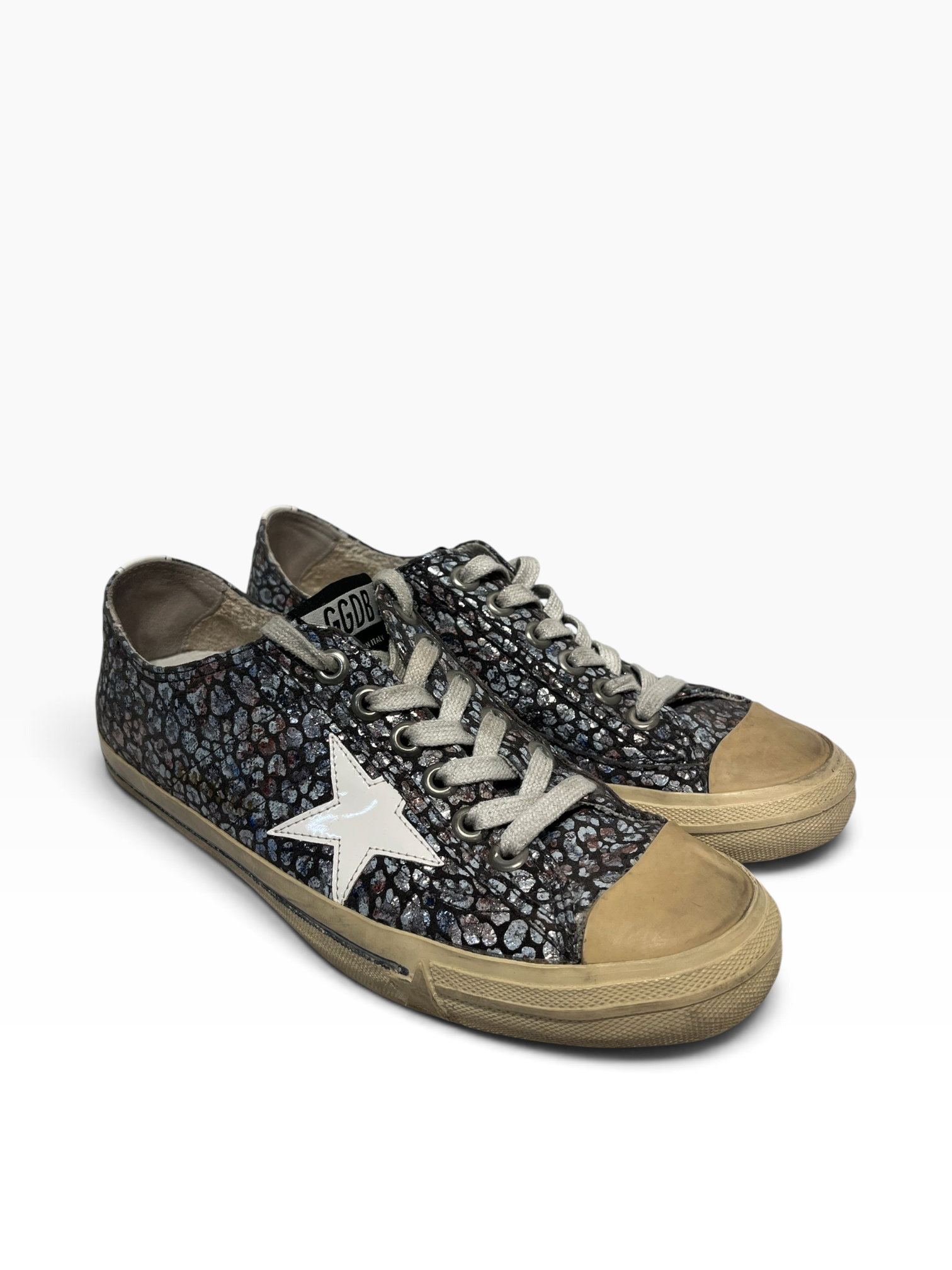 GOLDEN GOOSE/Low-Sneakers/EU 40/All Over Print/Leather/GRY/Foil flower print view 1