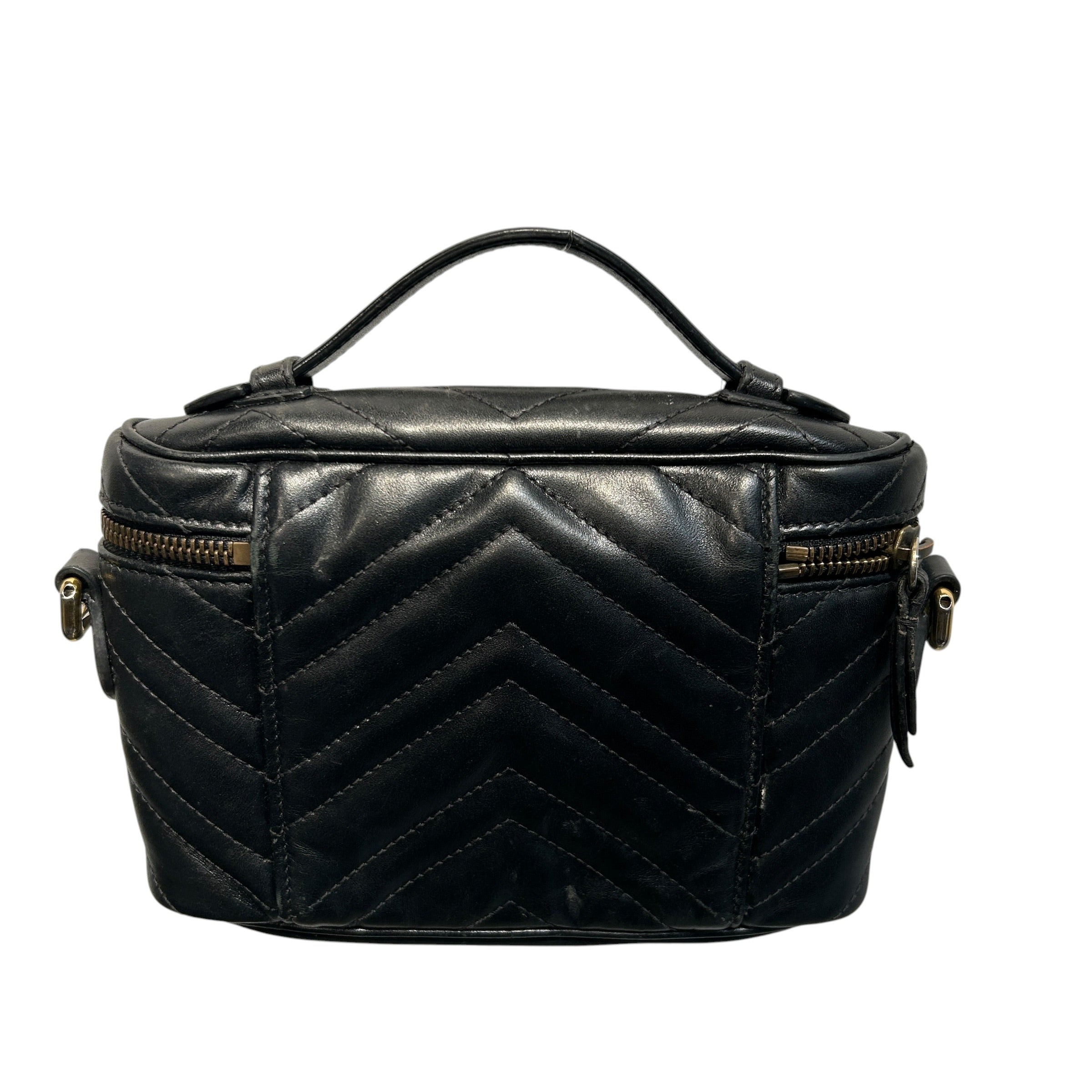 GUCCI/Cross Body Bag/Leather/BLK/CHEVRON MARMONT view 2
