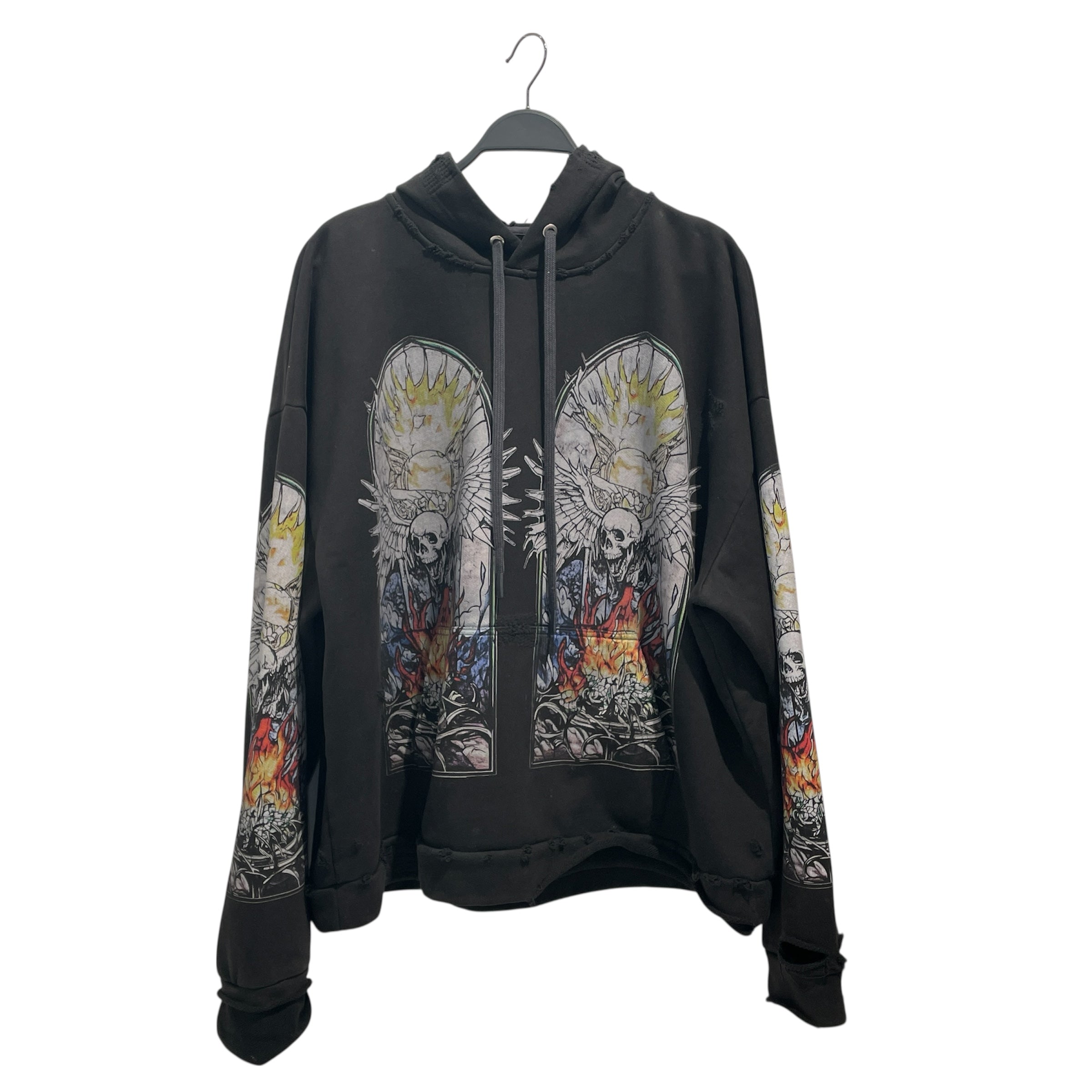 WHO DECIDES WAR/Hoodie/L/Graphic/Cotton/BLK/Black Skull Hoodie view 1