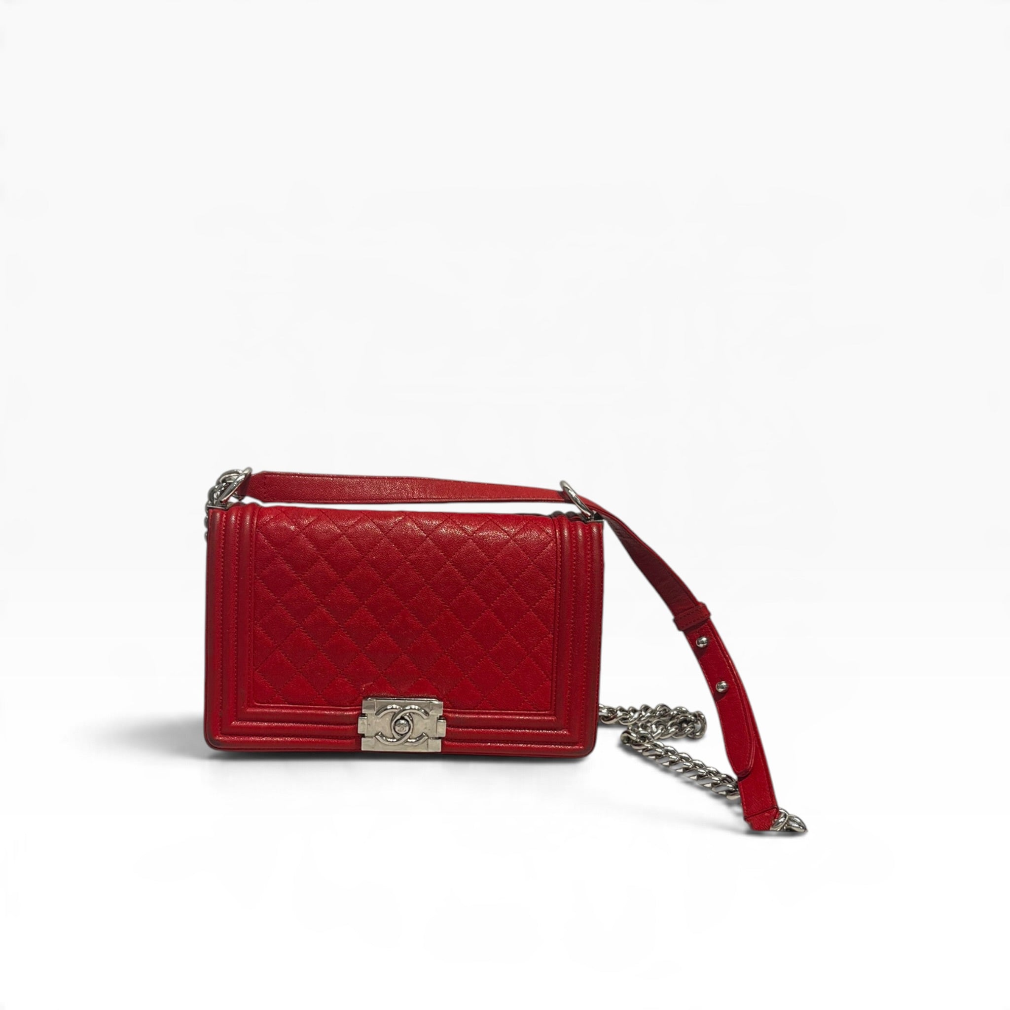 CHANEL/Cross Body Bag/Leather/RED/29843702 Boy Bag view 1