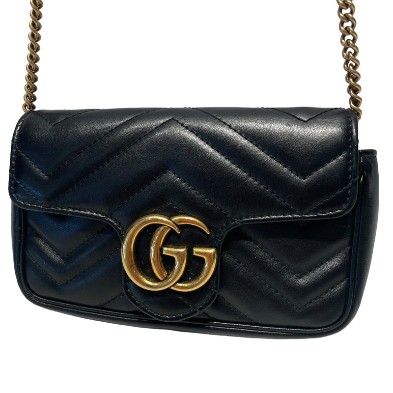 GUCCI/Cross Body Bag/Leather/BLK/marmont