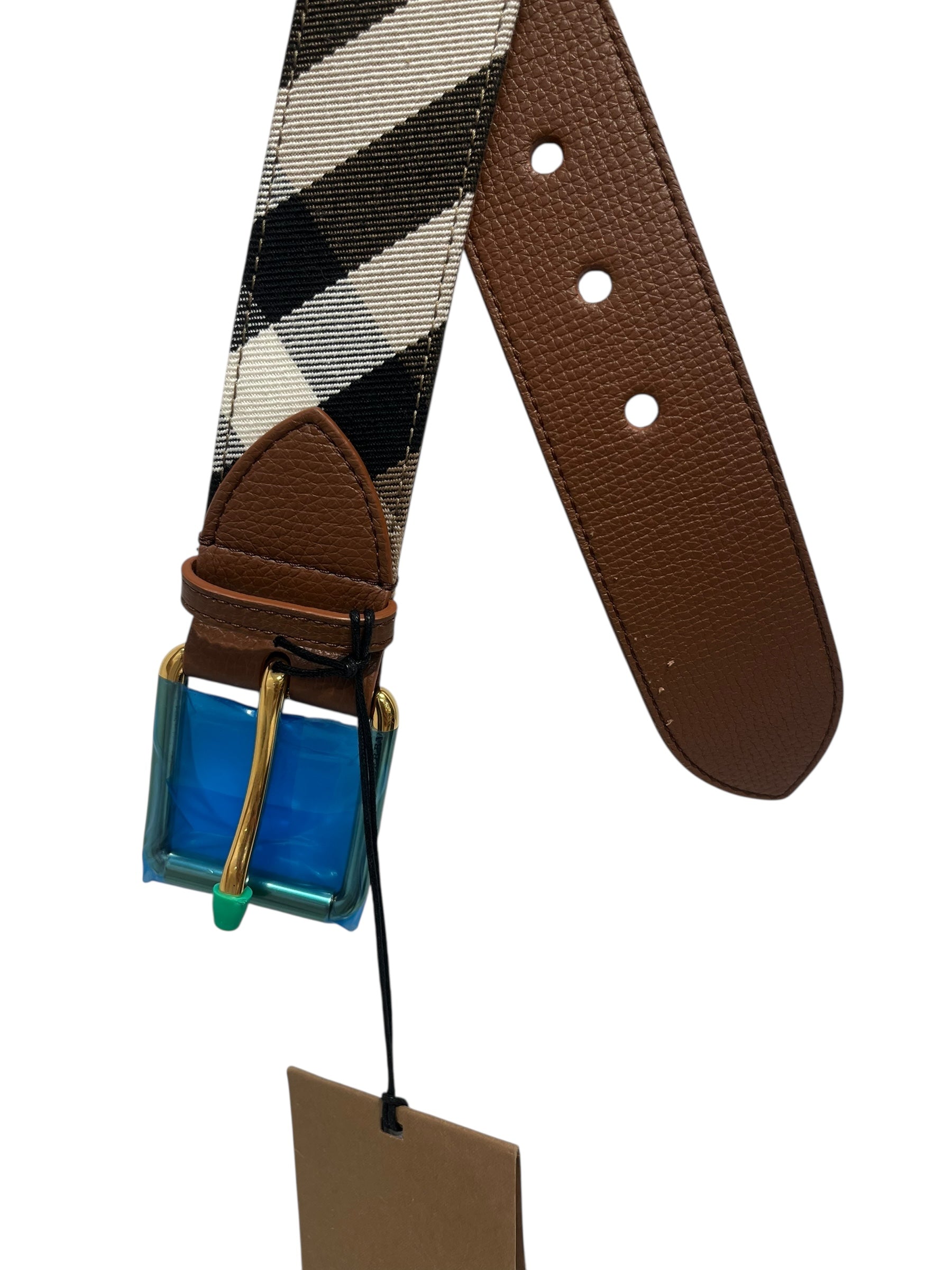 BURBERRY/Belt/Plaid/Leather/KHK/check b buckle belt view 2