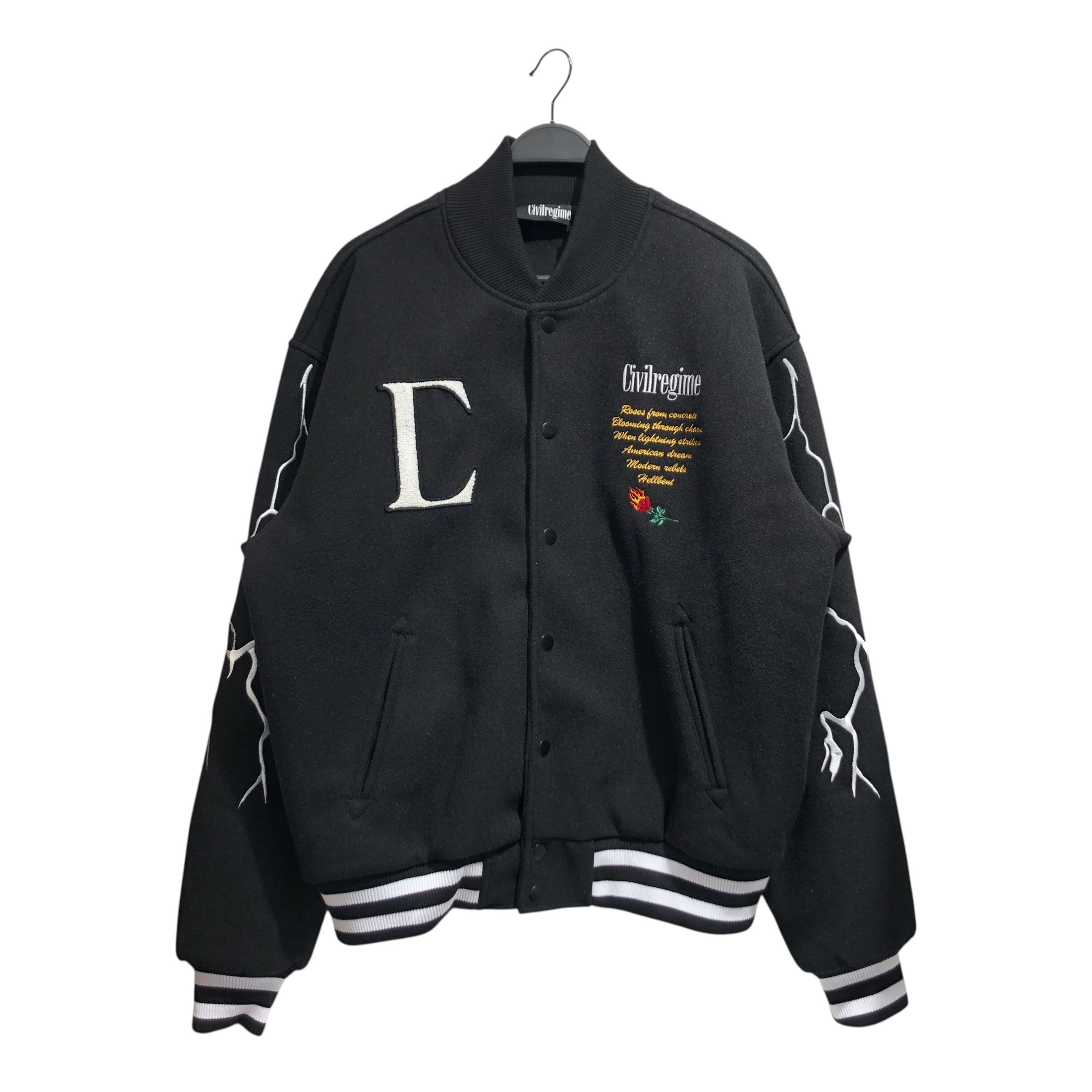CIVIL REGIME/Baseball Jkt/L/Polyester/BLK/Graphic/ view 1