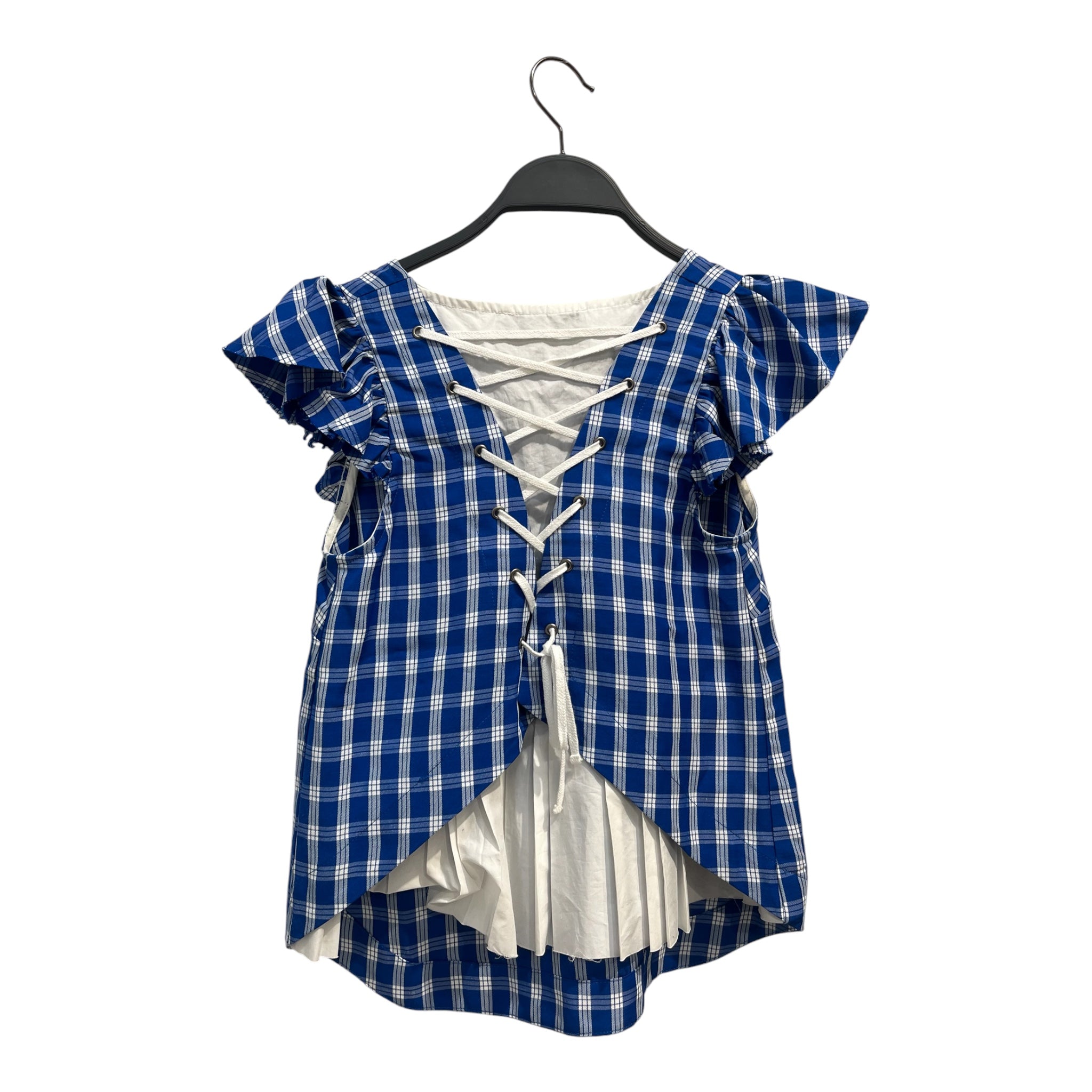 Sea NEW YORK/Blouse/0/Plaid/Linen/BLU/WHITE LACE BACK WHITE RUFFLE view 2