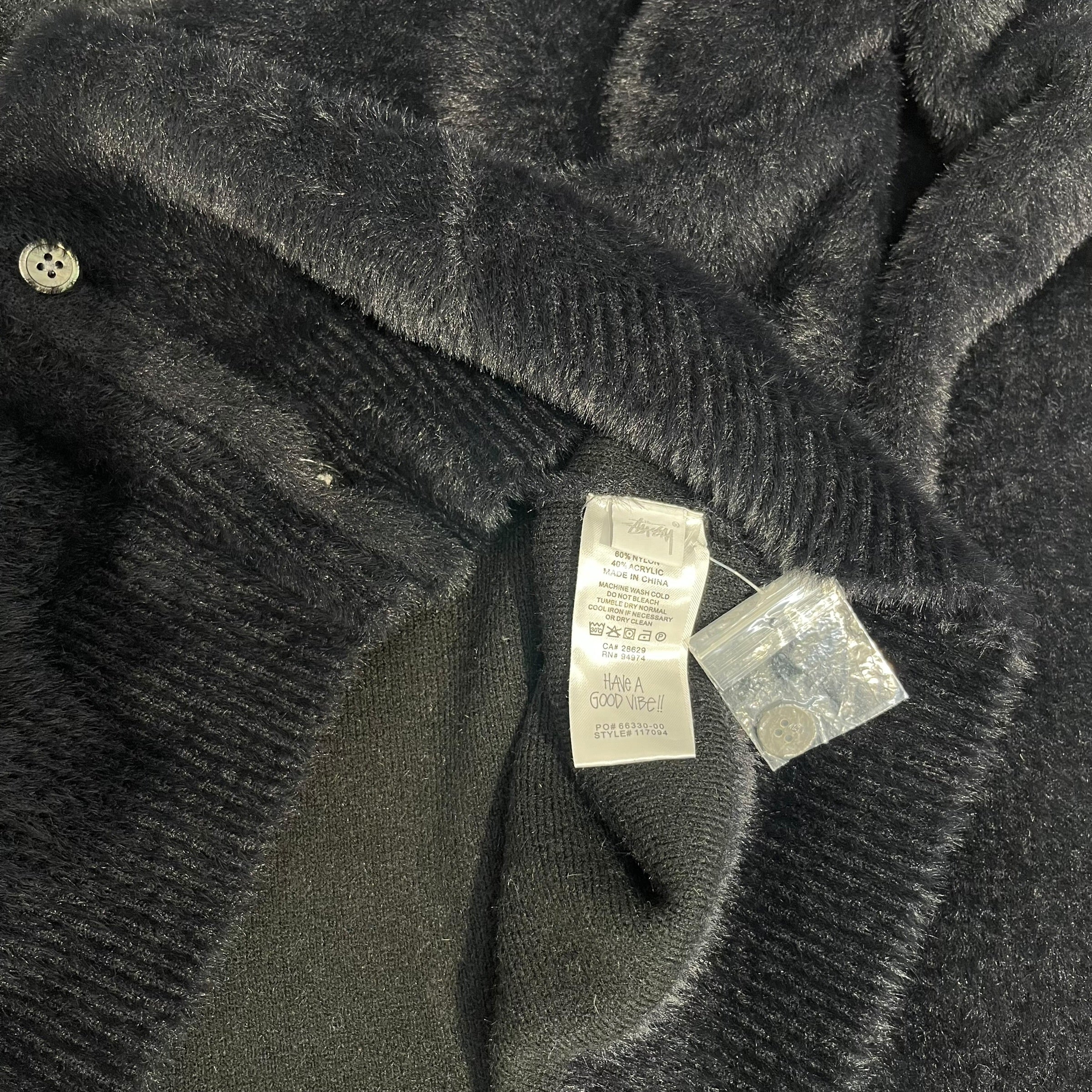 STUSSY/Heavy Cardigan/L/Nylon/BLK/mohair faux view 4