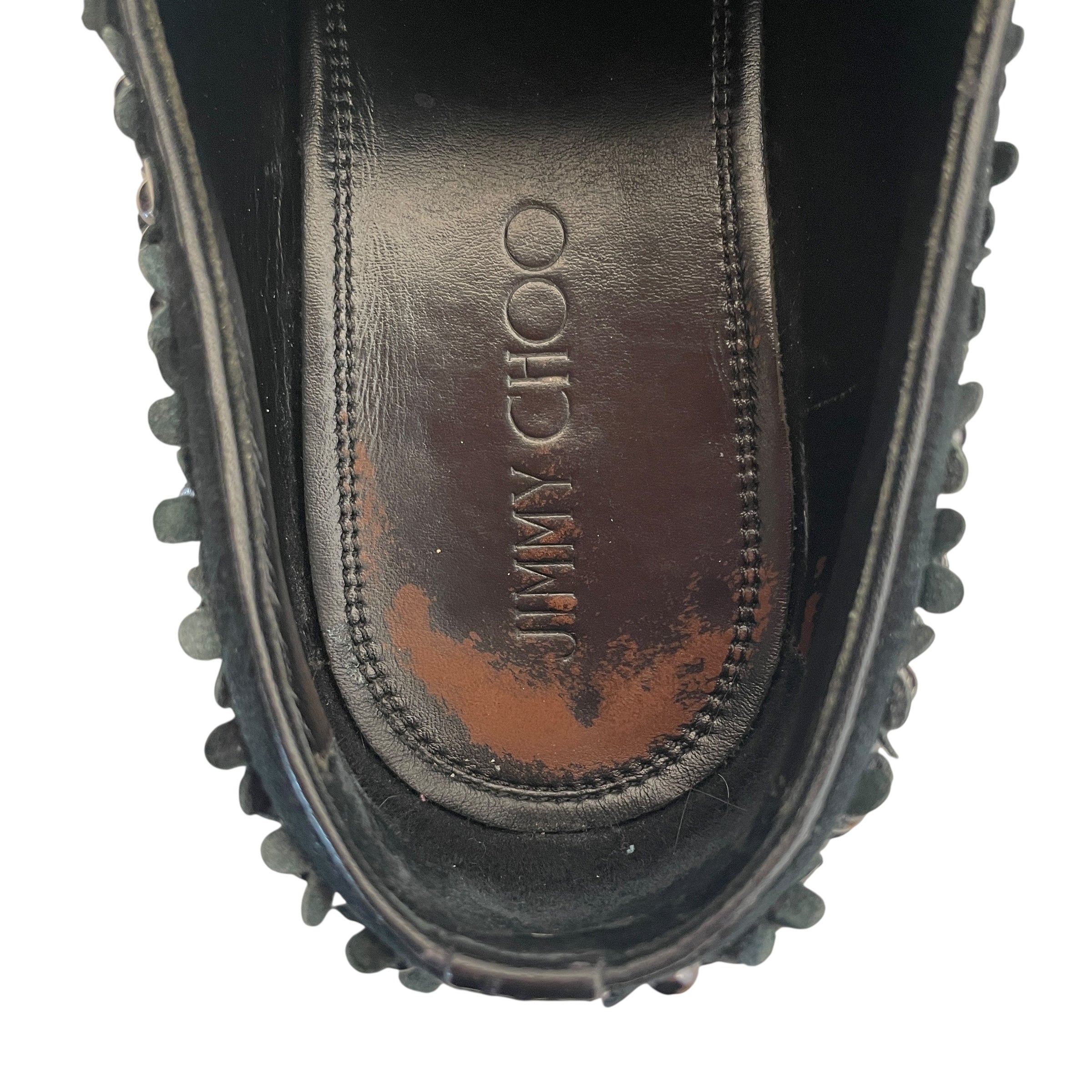 JIMMY CHOO/Loafers/EU 44/Floral Pattern/Leather/BLK/Slip-on/Sloane Floral Stud Slip-on view 3