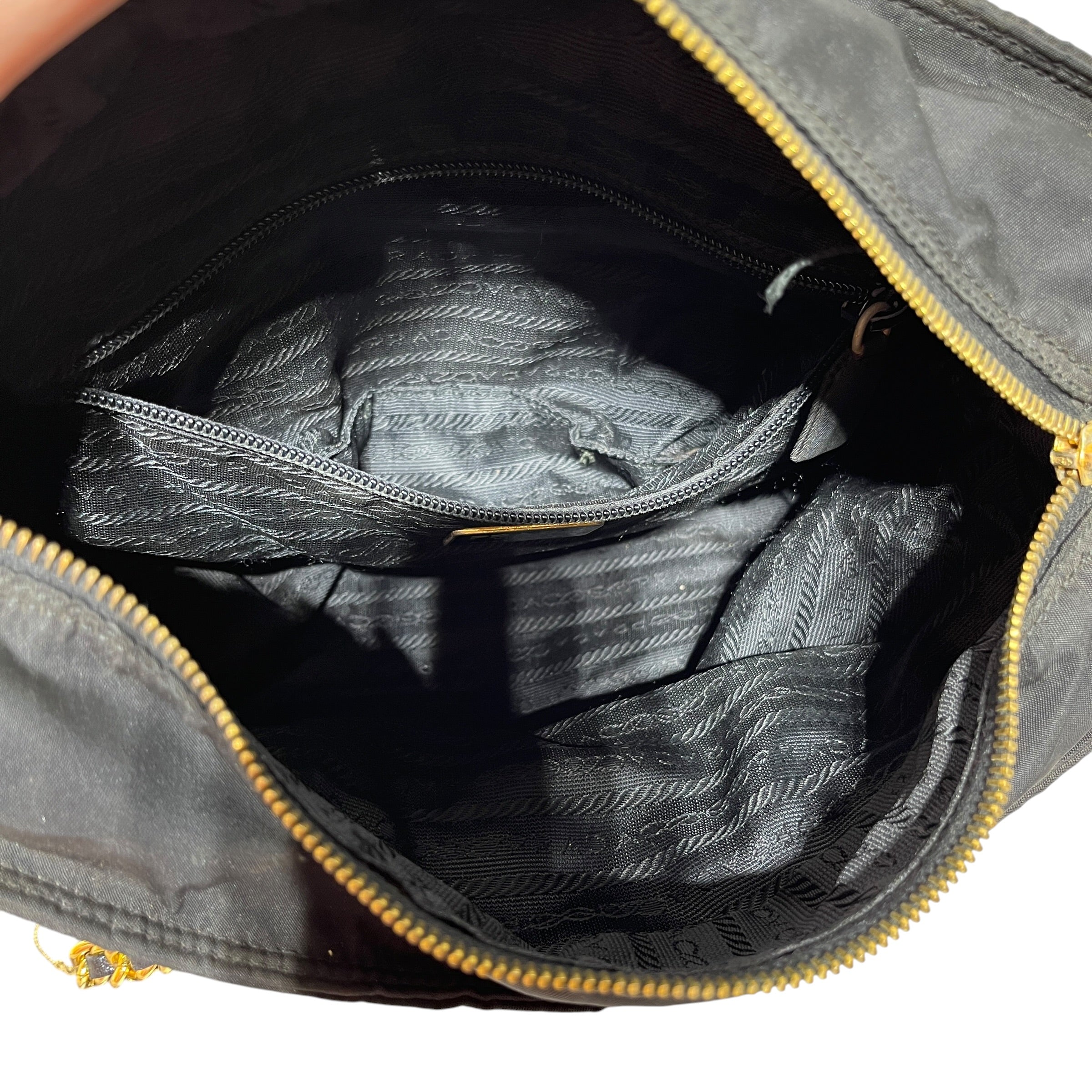 PRADA/Cross Body Bag/Nylon/BLK/QUILTED SHOULDER / GOLD HARDWA view 8