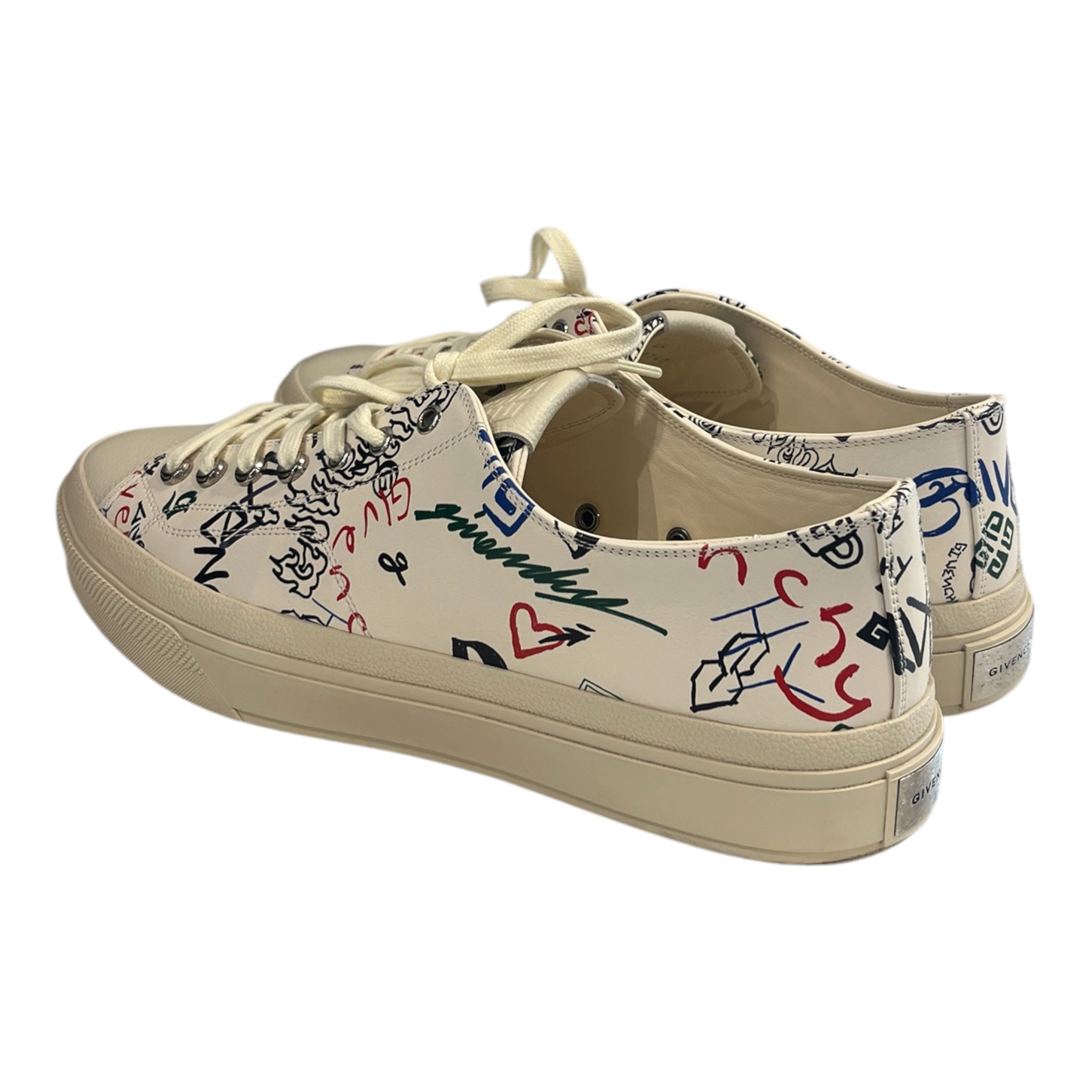 GIVENCHY/Low-Sneakers/EU 45/All Over Print/Leather/WHT/SCRIBBLED CITY LOW view 2