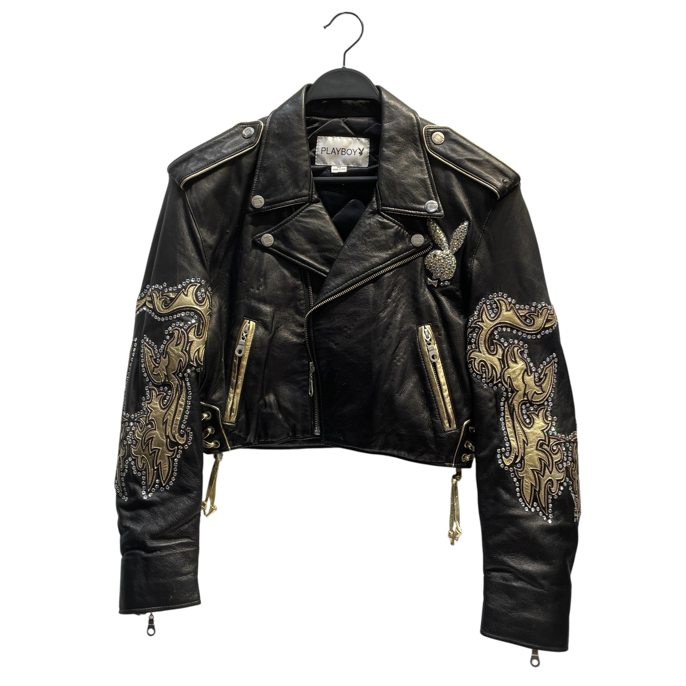 PLAYBOY/Leather Jkt/M/Leather/BLK/All Over Print/ view 1