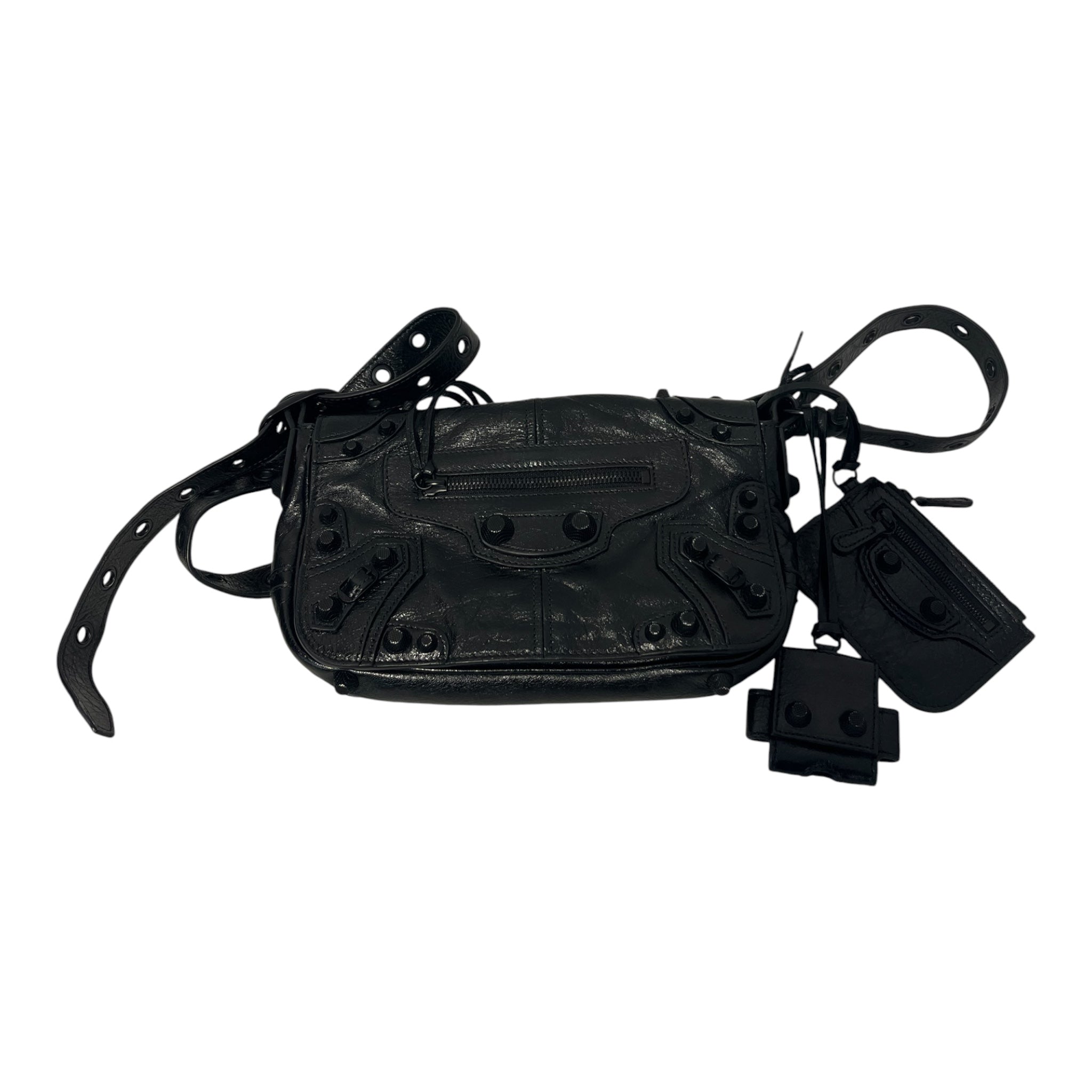BALENCIAGA/Cross Body Bag/Leather/BLK/le cagole flap bag xs view 3