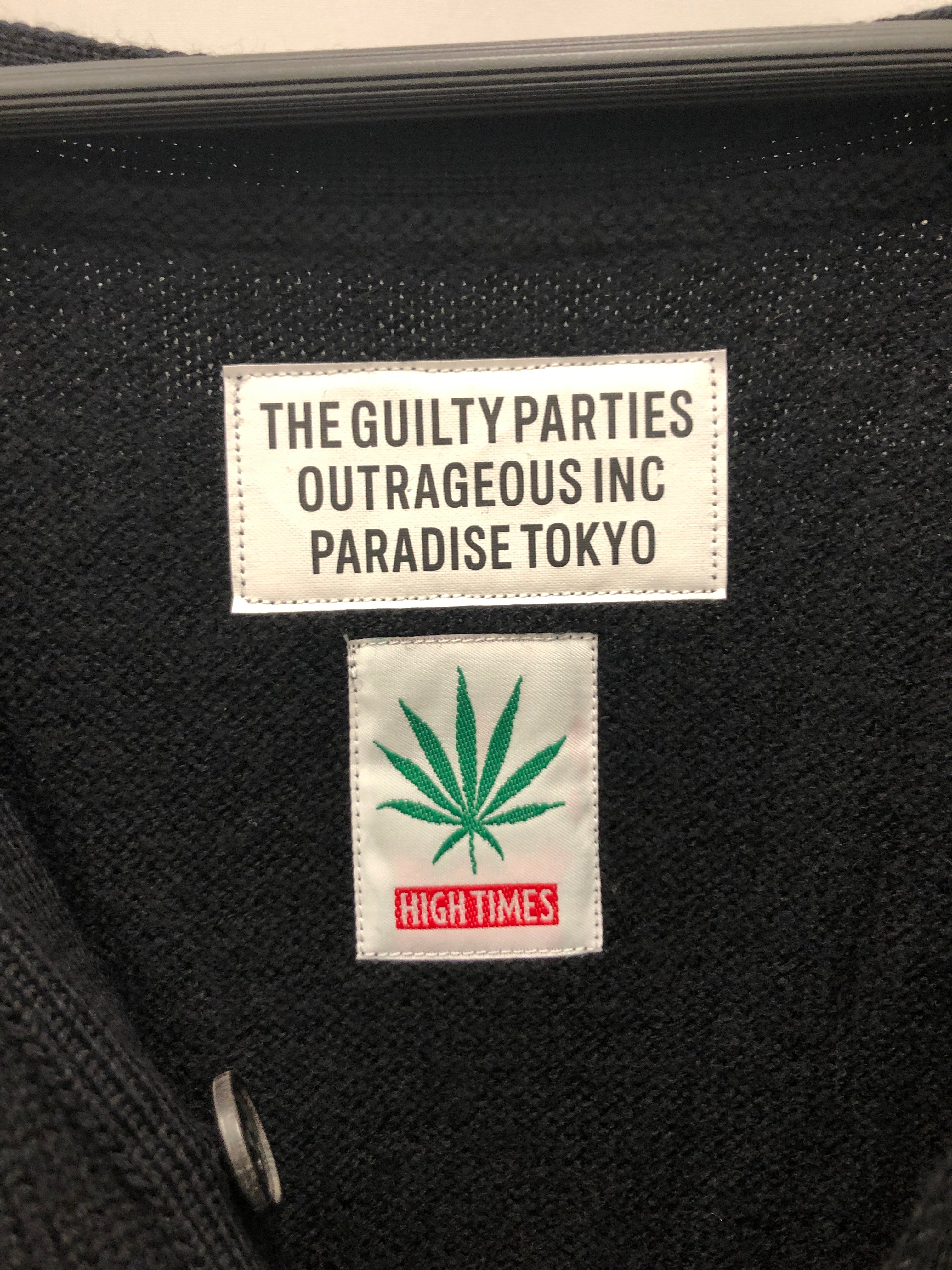 WACKO MARIA/Cardigan/M/Wool/BLK/High Times w/ Leaf Embroidery view 3