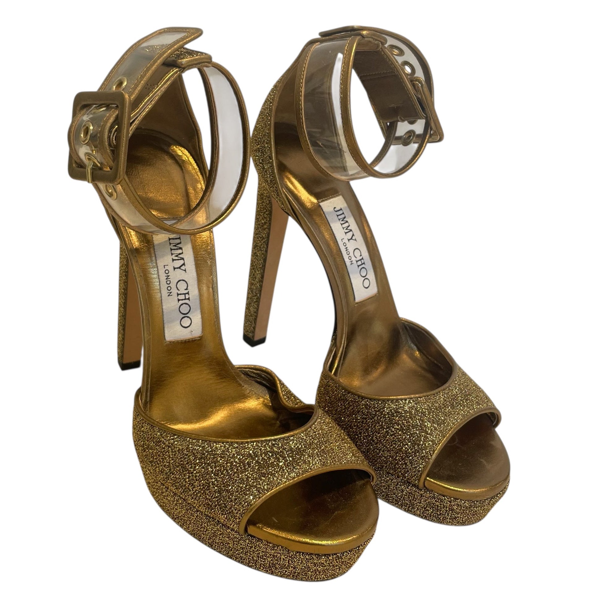 JIMMY CHOO/Heels/EU 36.5/Glitter/GLD/CLEAR ANKLE view 1