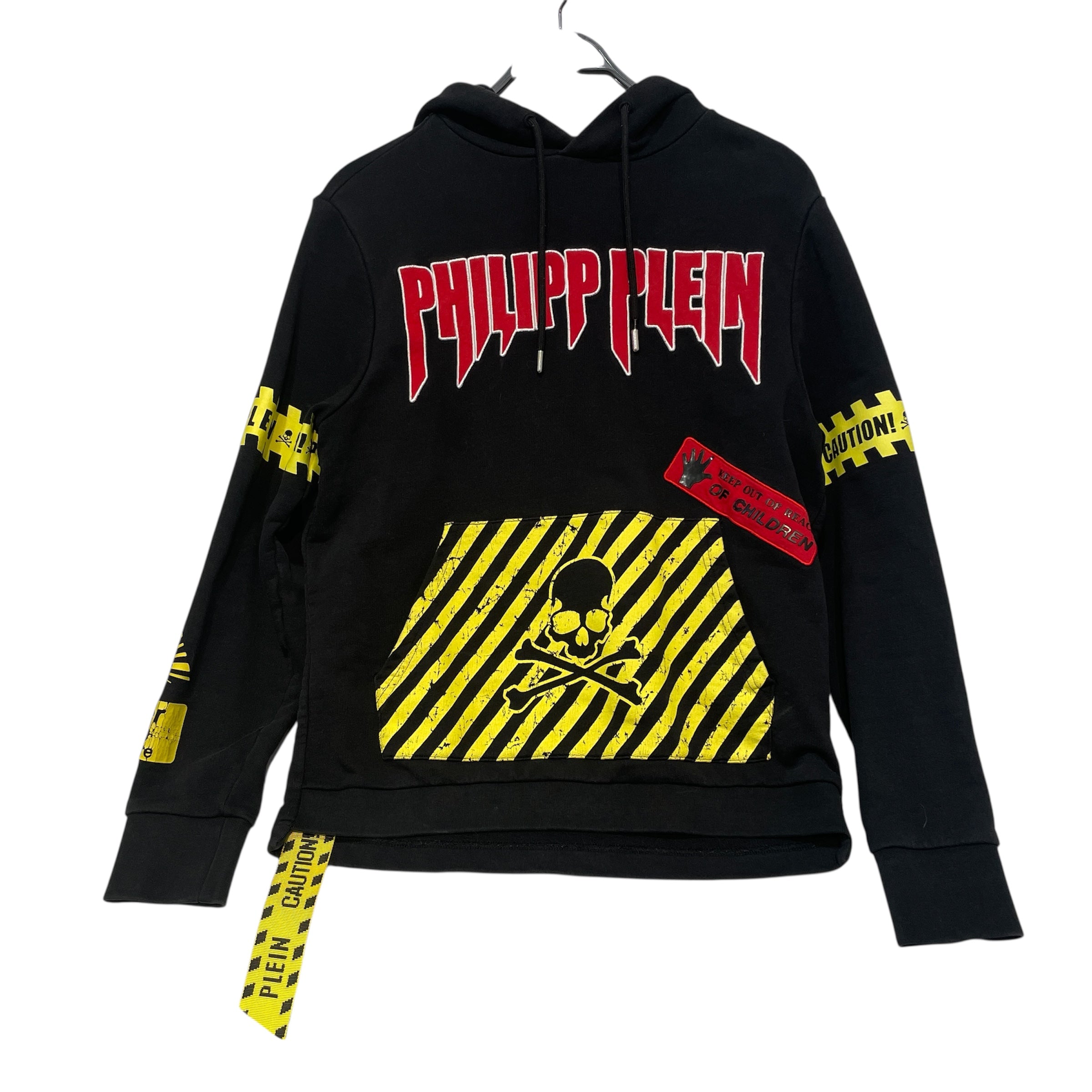 PHILIPP PLEIN/Hoodie/L/Graphic/Cotton/BLK/Caution Warning Hoodie view 1