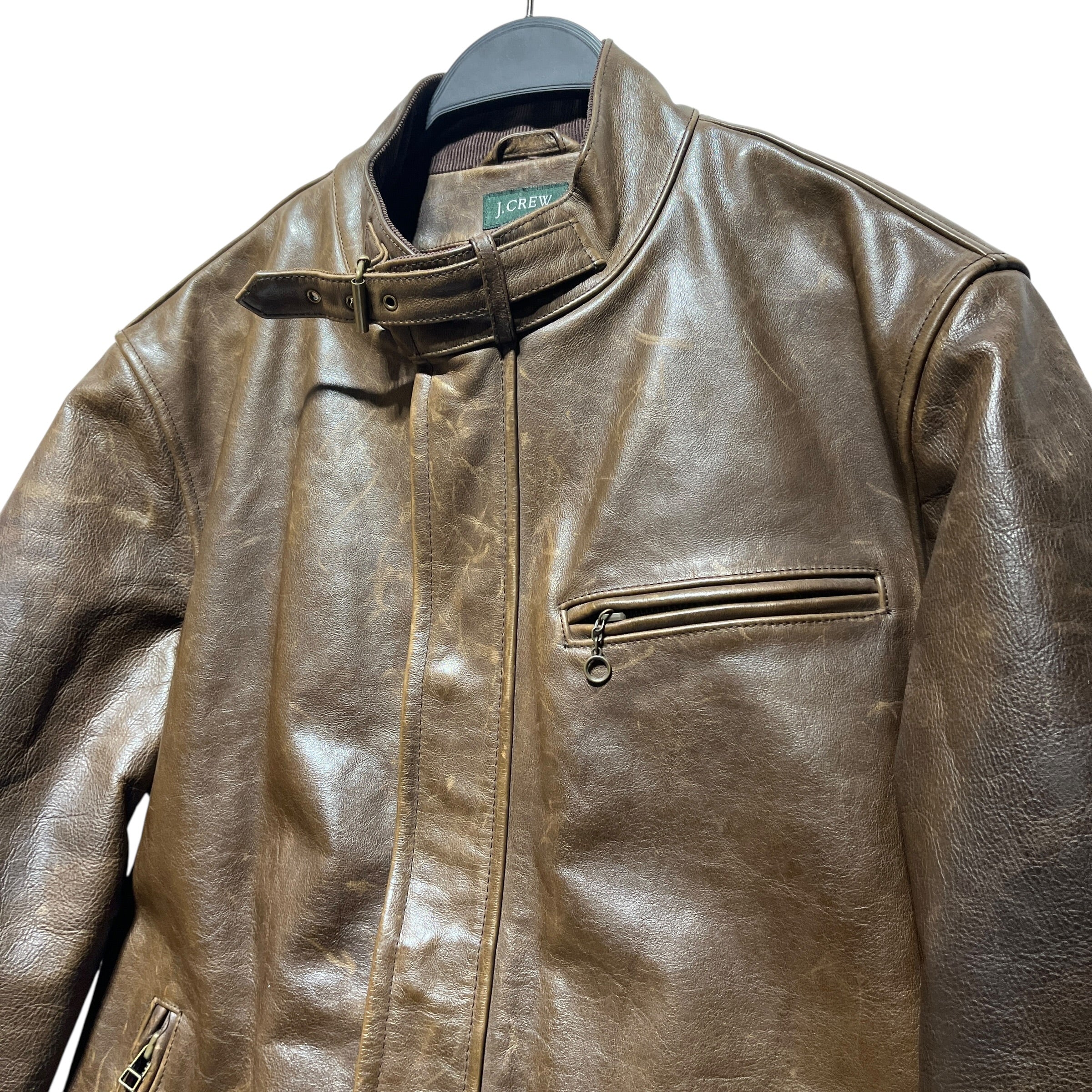 J.CREW/Leather Jkt/M/Leather/BRW/90s cafe racer view 2