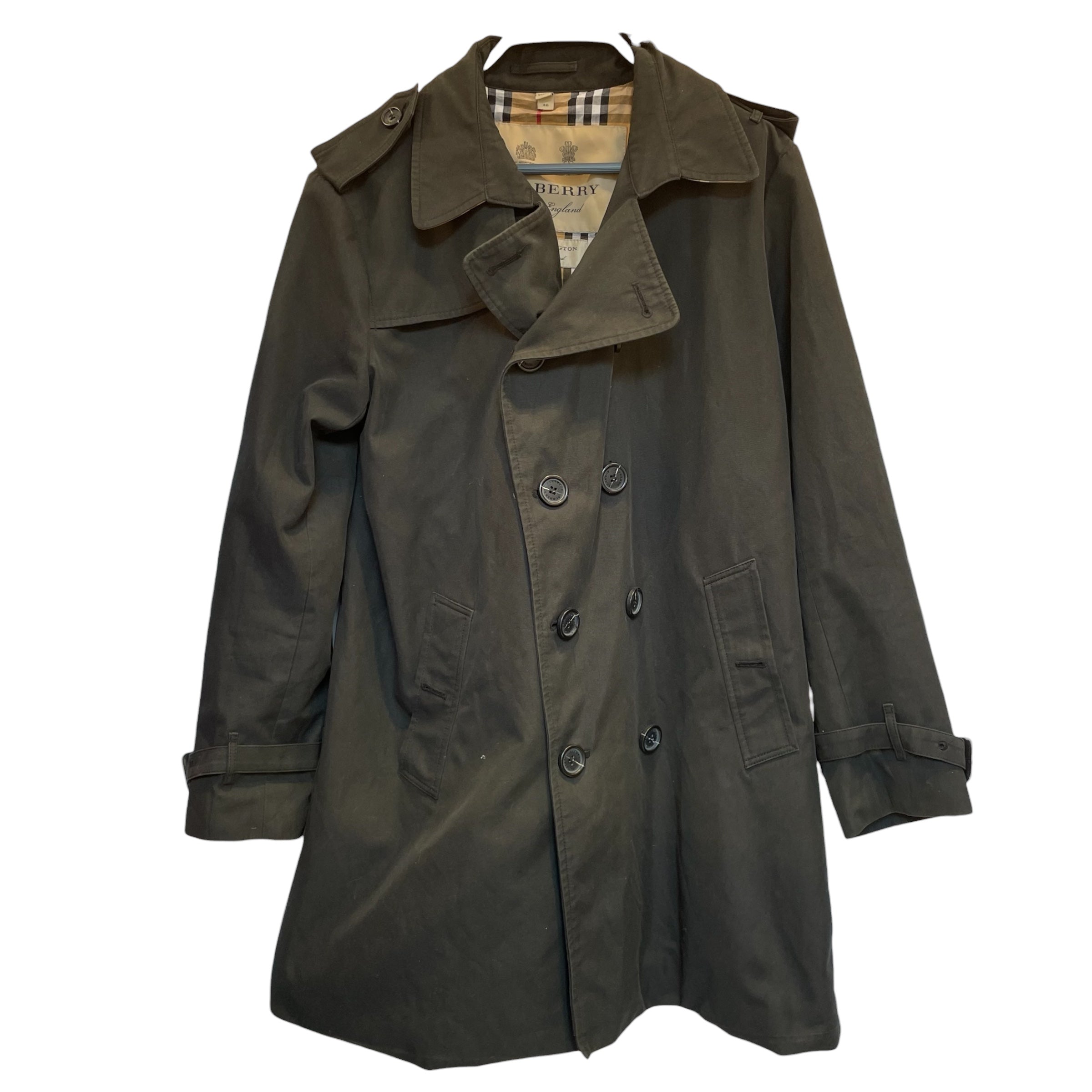 BURBERRY/Trench Coat/46/Cotton/BLK/PLAID INTERIOR view 1